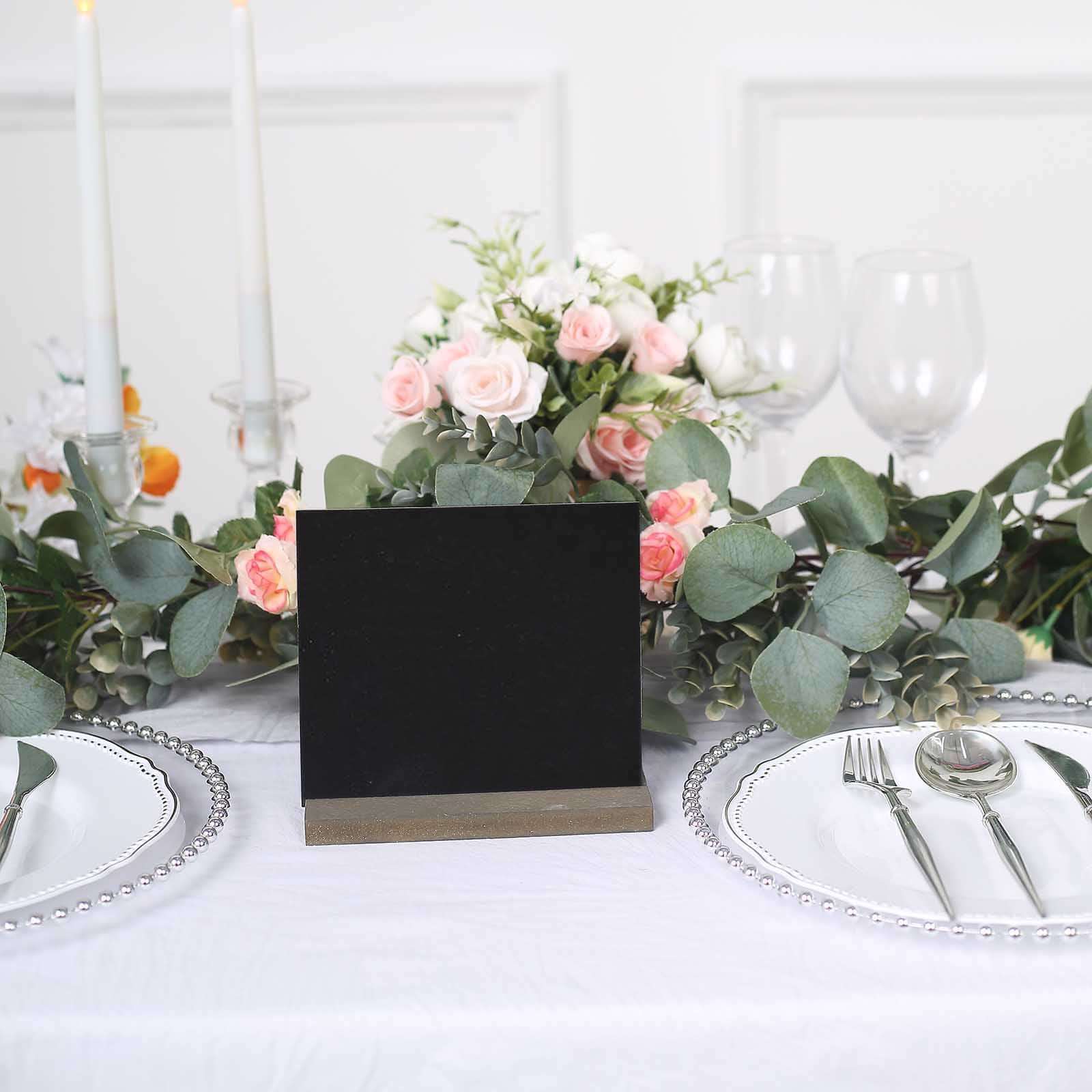 6-Pack Mini Table Chalkboard Signs 6", Rustic Wood Base Stands - Great for Place Cards and Event Decoration - Image 11