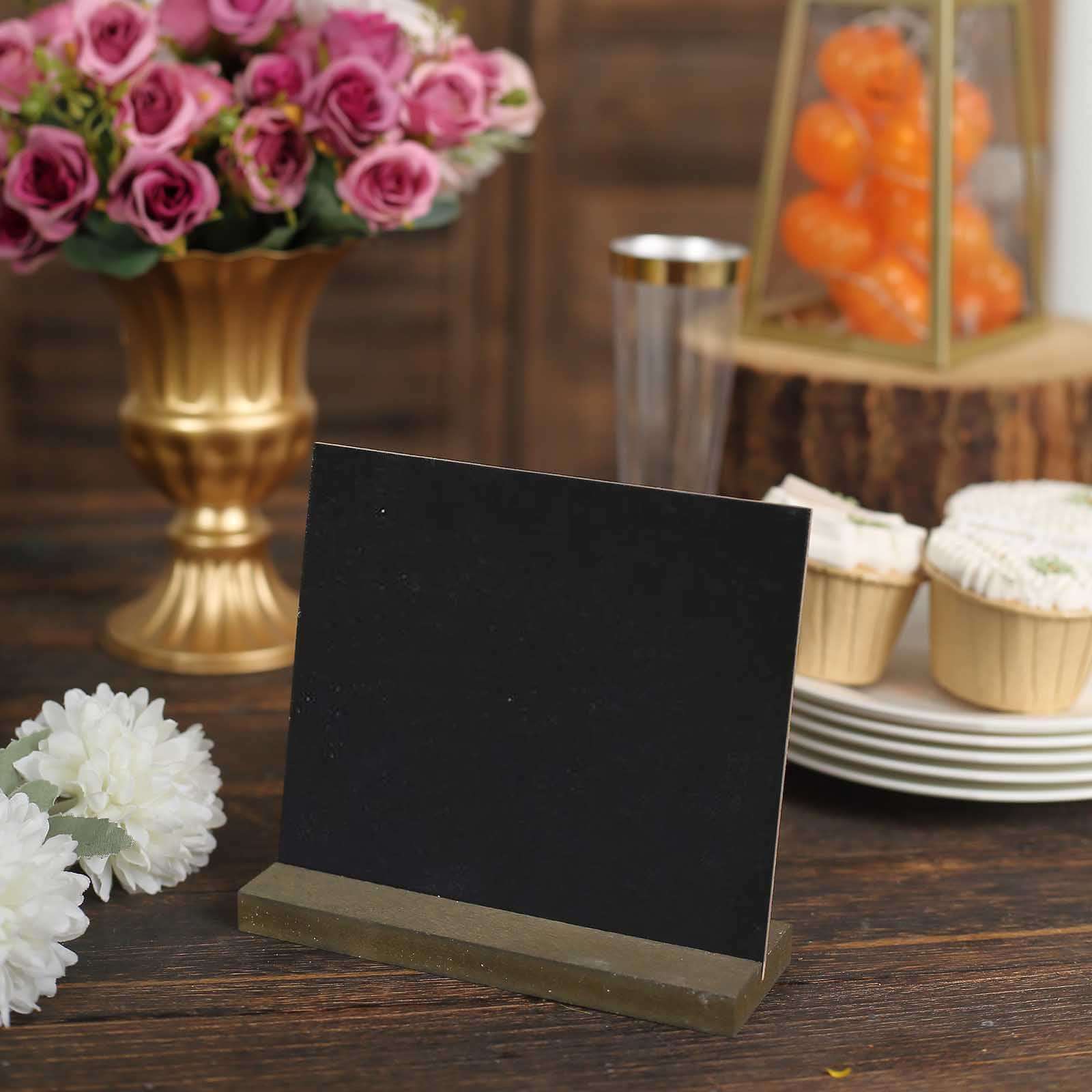 6-Pack Mini Table Chalkboard Signs 6", Rustic Wood Base Stands - Great for Place Cards and Event Decoration - Image 12