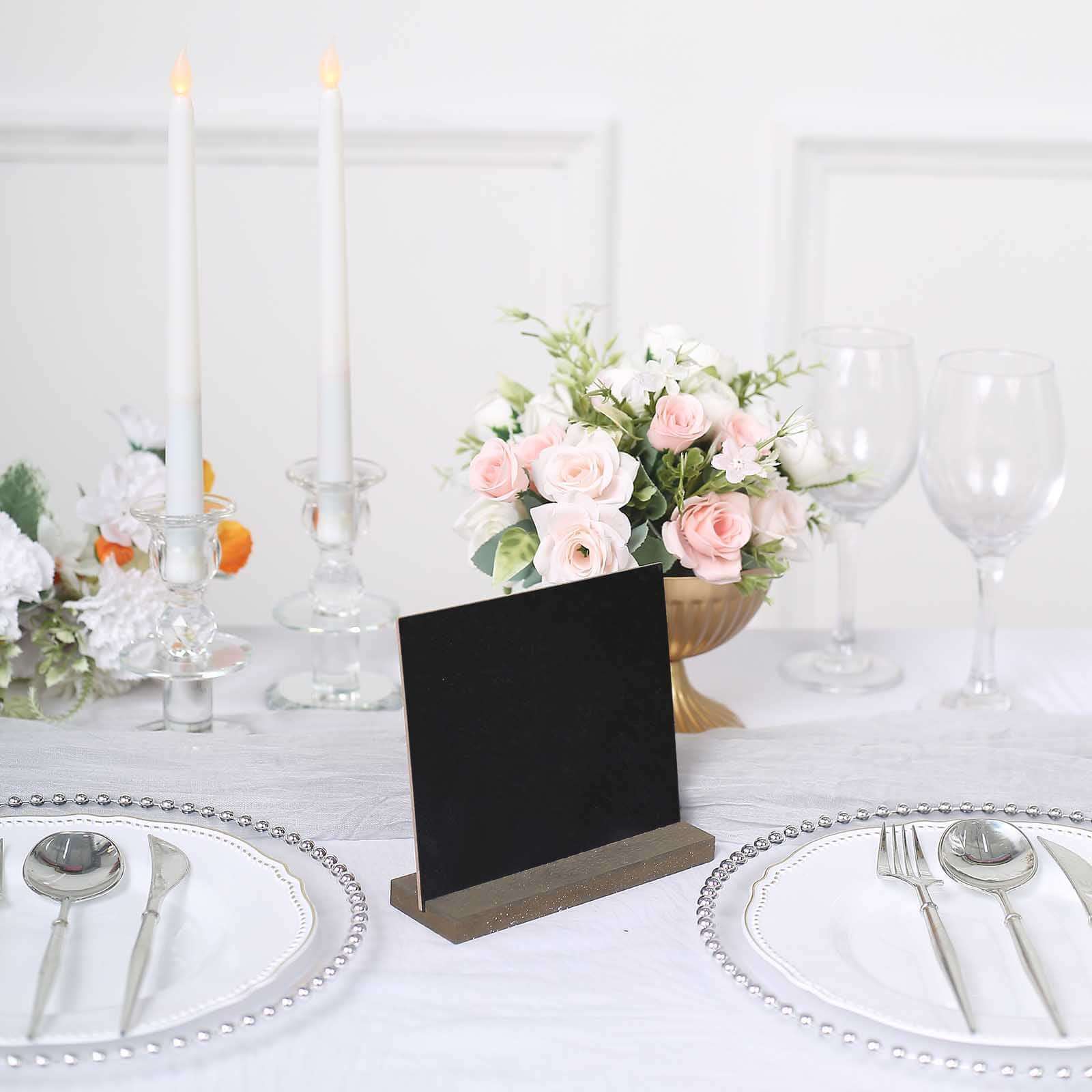 6-Pack Mini Table Chalkboard Signs 6", Rustic Wood Base Stands - Great for Place Cards and Event Decoration - Image 8