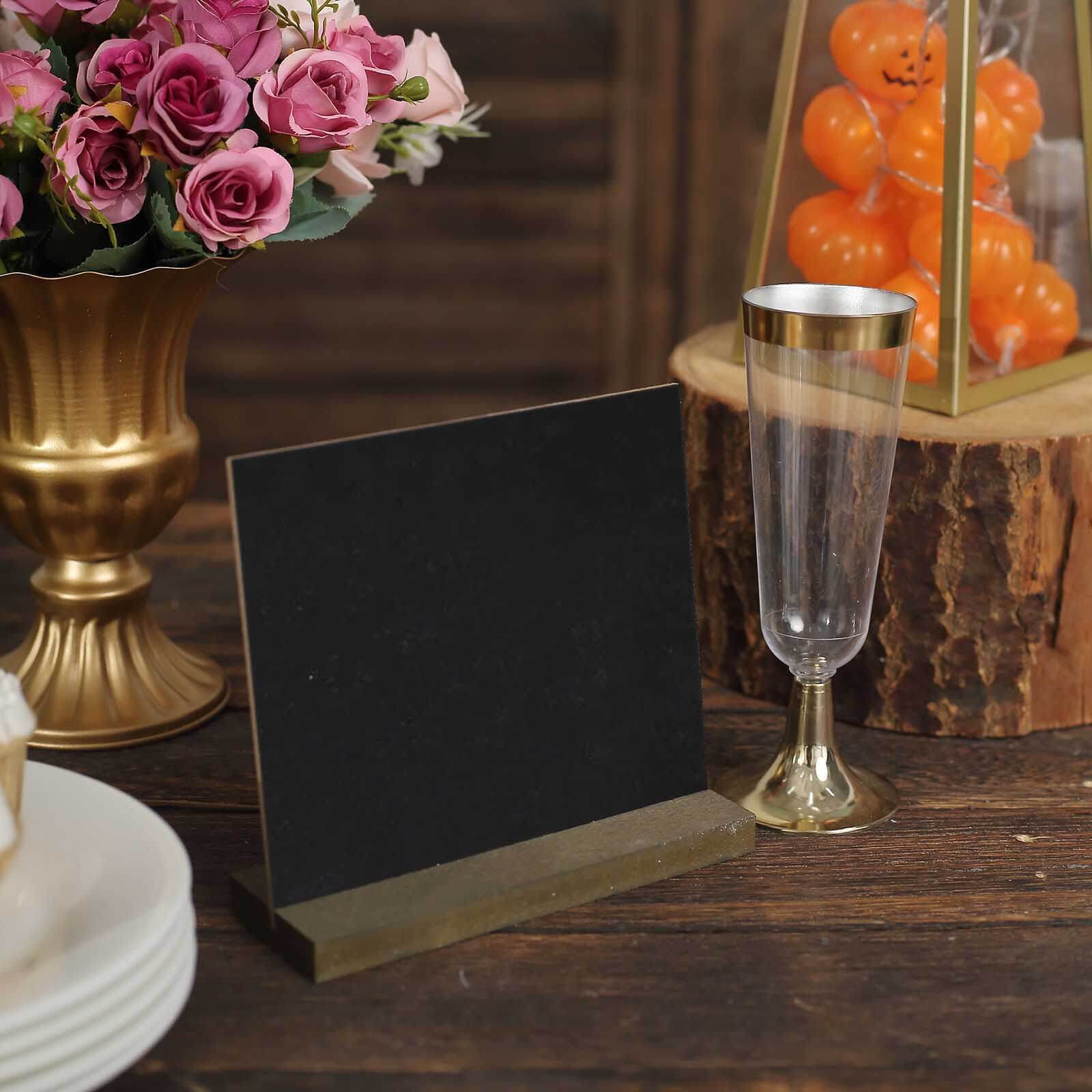 6-Pack Mini Table Chalkboard Signs 6", Rustic Wood Base Stands - Great for Place Cards and Event Decoration - Image 9