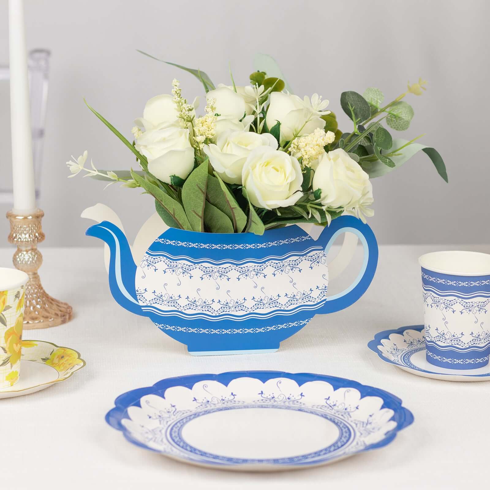 6 Pack Mixed Paper Teapot Favor Boxes with Vintage Floral Design, Flower Boxes Centerpiece Tea Party Supplies - 10"x3.5"x5" - Image 11