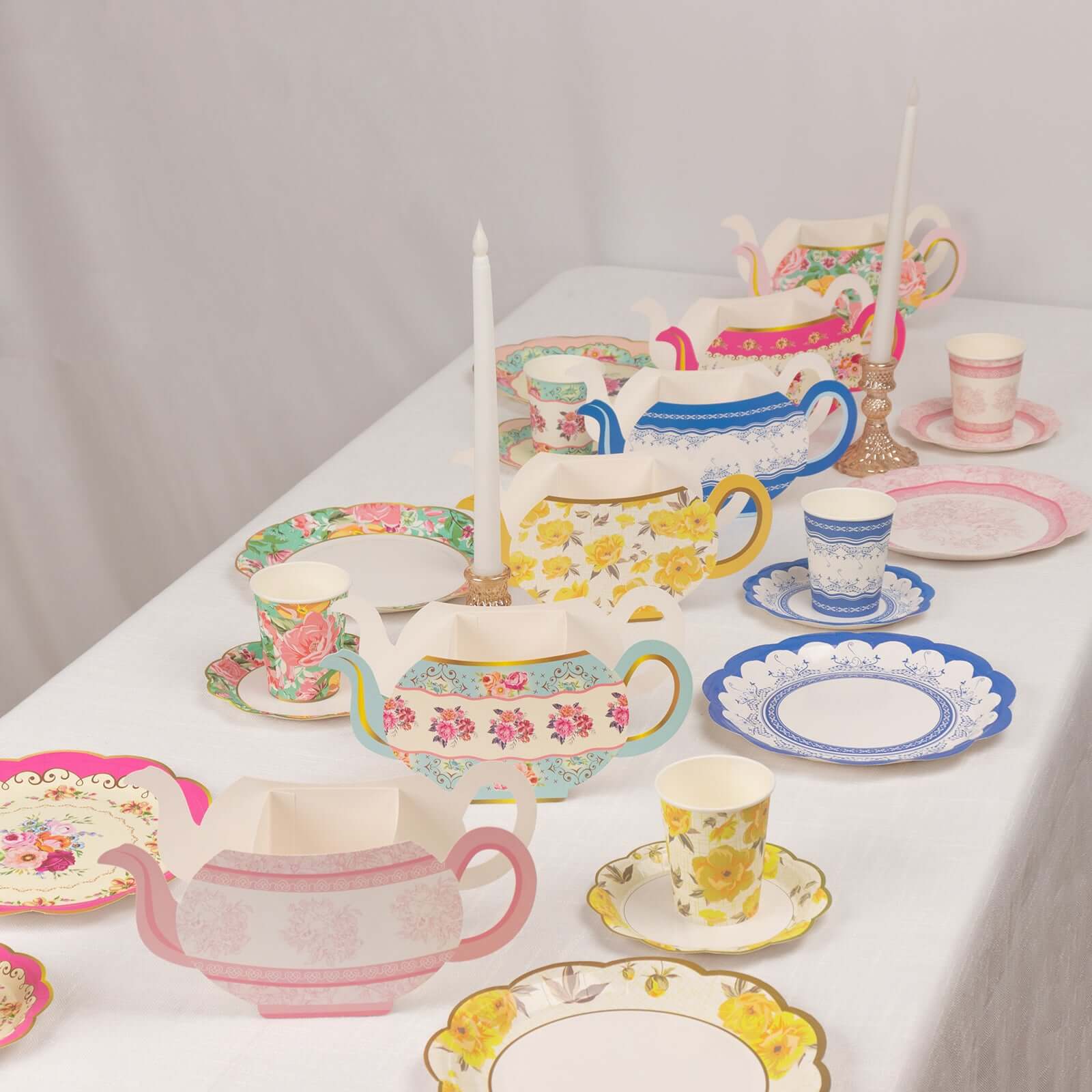 6 Pack Mixed Paper Teapot Favor Boxes with Vintage Floral Design, Flower Boxes Centerpiece Tea Party Supplies - 10"x3.5"x5" - Image 15