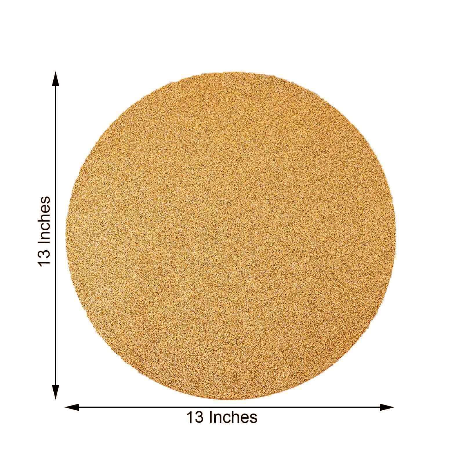 6-Pack Placemats 13" Round Glitter Design Champagne Sparkle - Non-Slip Decorative Table Mats - Image 3