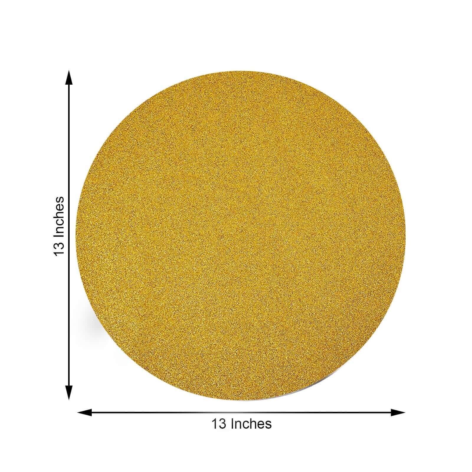 6-Pack Placemats 13" Round Glitter Design Gold Sparkle - Non-Slip Decorative Table Mats for Stylish Dining - Image 3