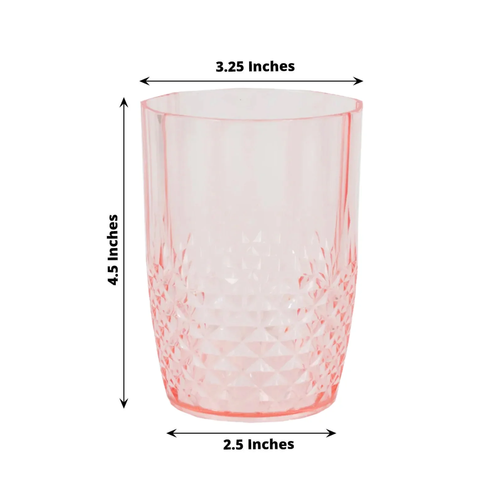 6-Pack Plastic All-Purpose Cups 16oz, Crystal Cut Style Transparent Blush - Shatterproof Short Tumblers - Image 3
