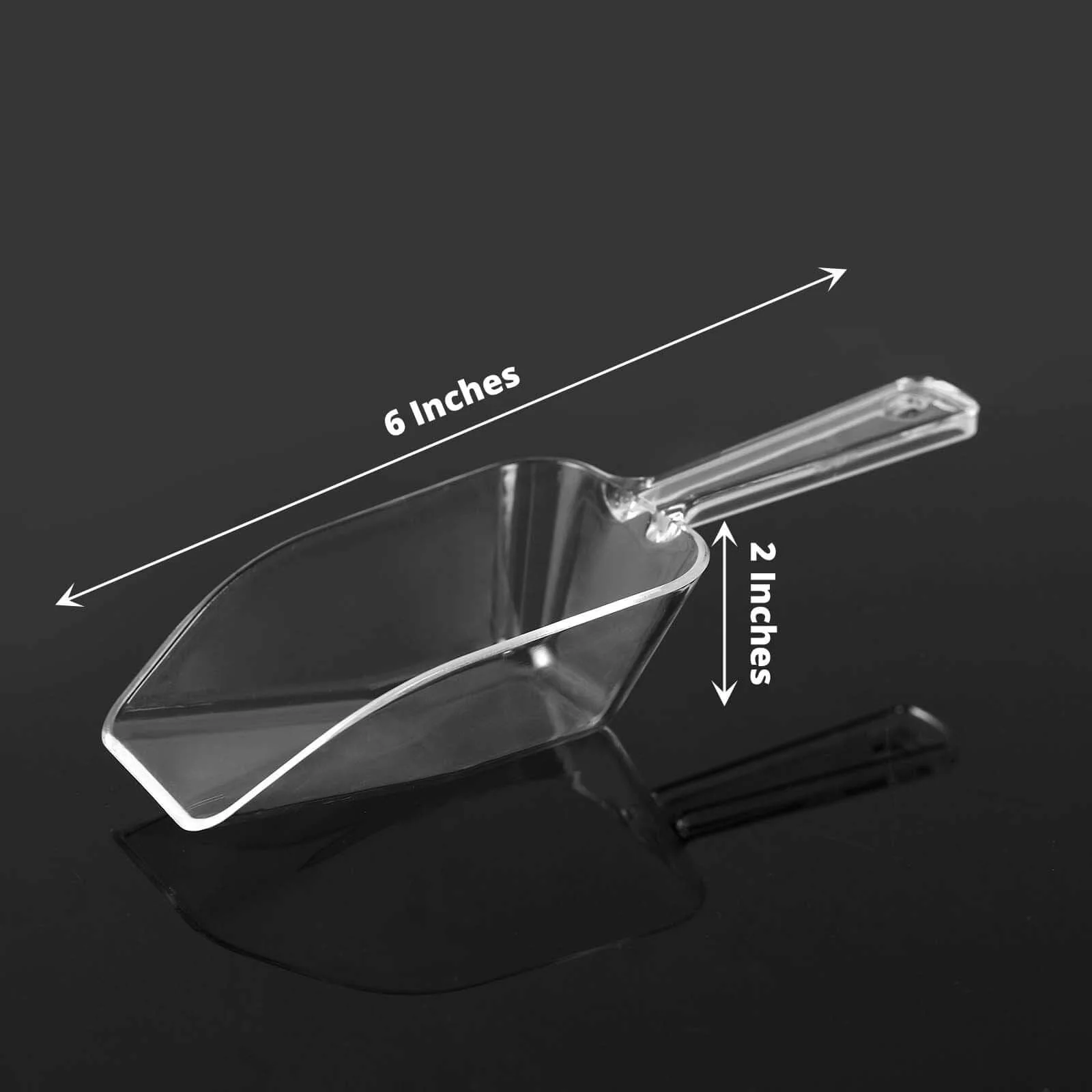6-Pack Plastic Candy Scoops 6" Kitchen Ice Scoop Design Clear - Disposable Supplies for Candy Buffets - Image 3