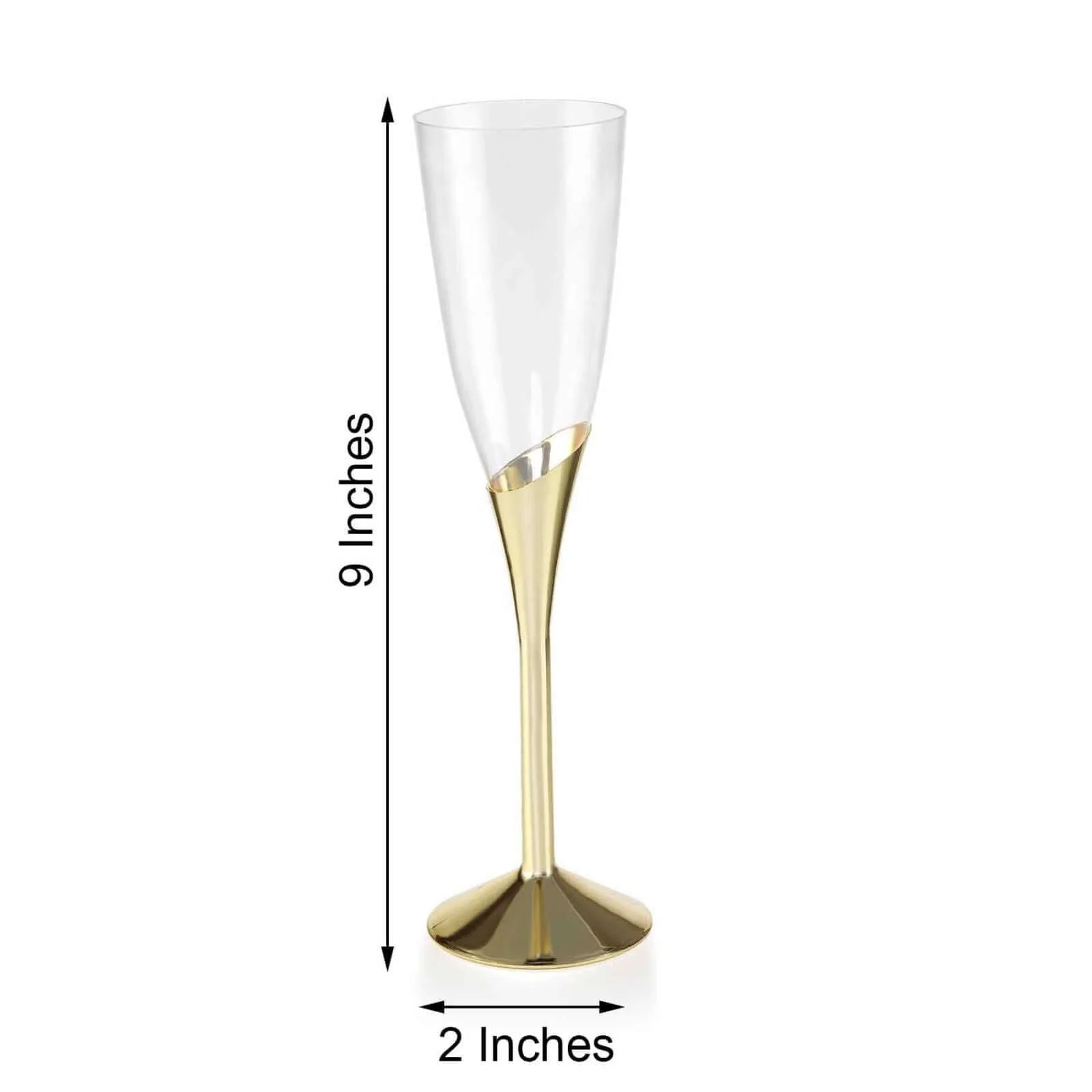 6-Pack Plastic Champagne Flutes 5oz Clear/Gold - Disposable Glasses with Detachable Base - Image 3