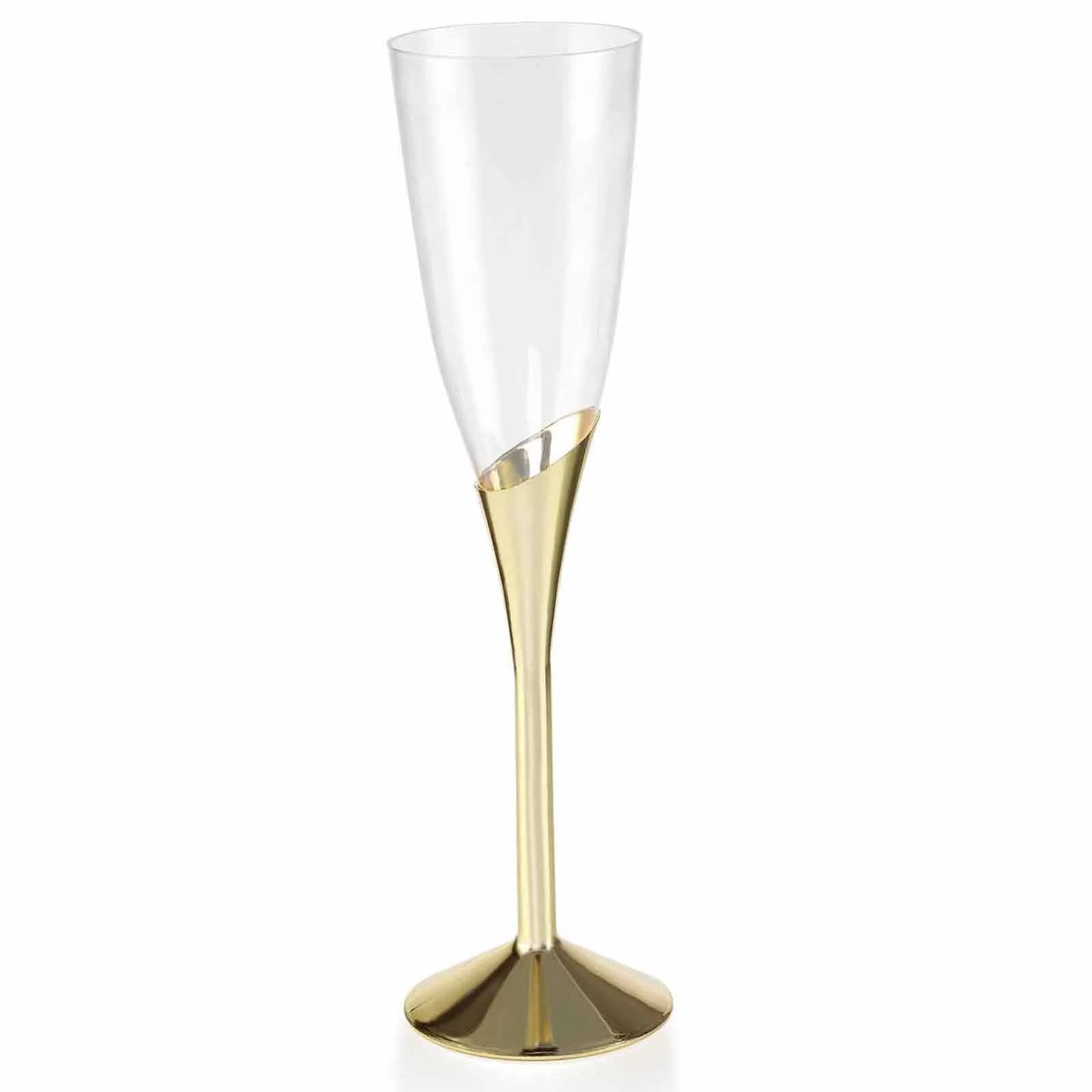 6-Pack Plastic Champagne Flutes 5oz Clear/Gold - Disposable Glasses with Detachable Base - Image 8