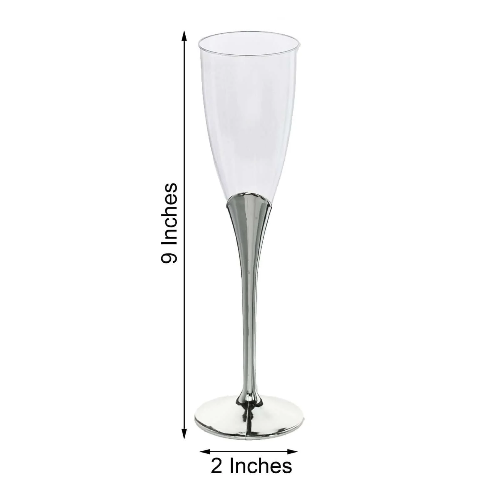6-Pack Plastic Champagne Flutes 5oz Clear/Silver - Disposable Glasses with Detachable Base - Image 8