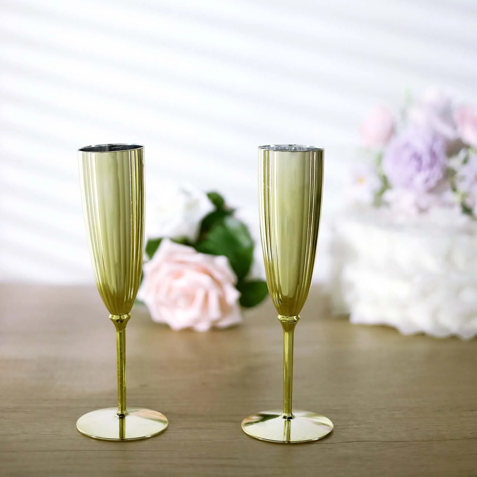 6-Pack Plastic Champagne Flutes 5oz Metallic Gold - Stylish Disposable Champagne Glasses for Cocktail Parties & Receptions - Image 11