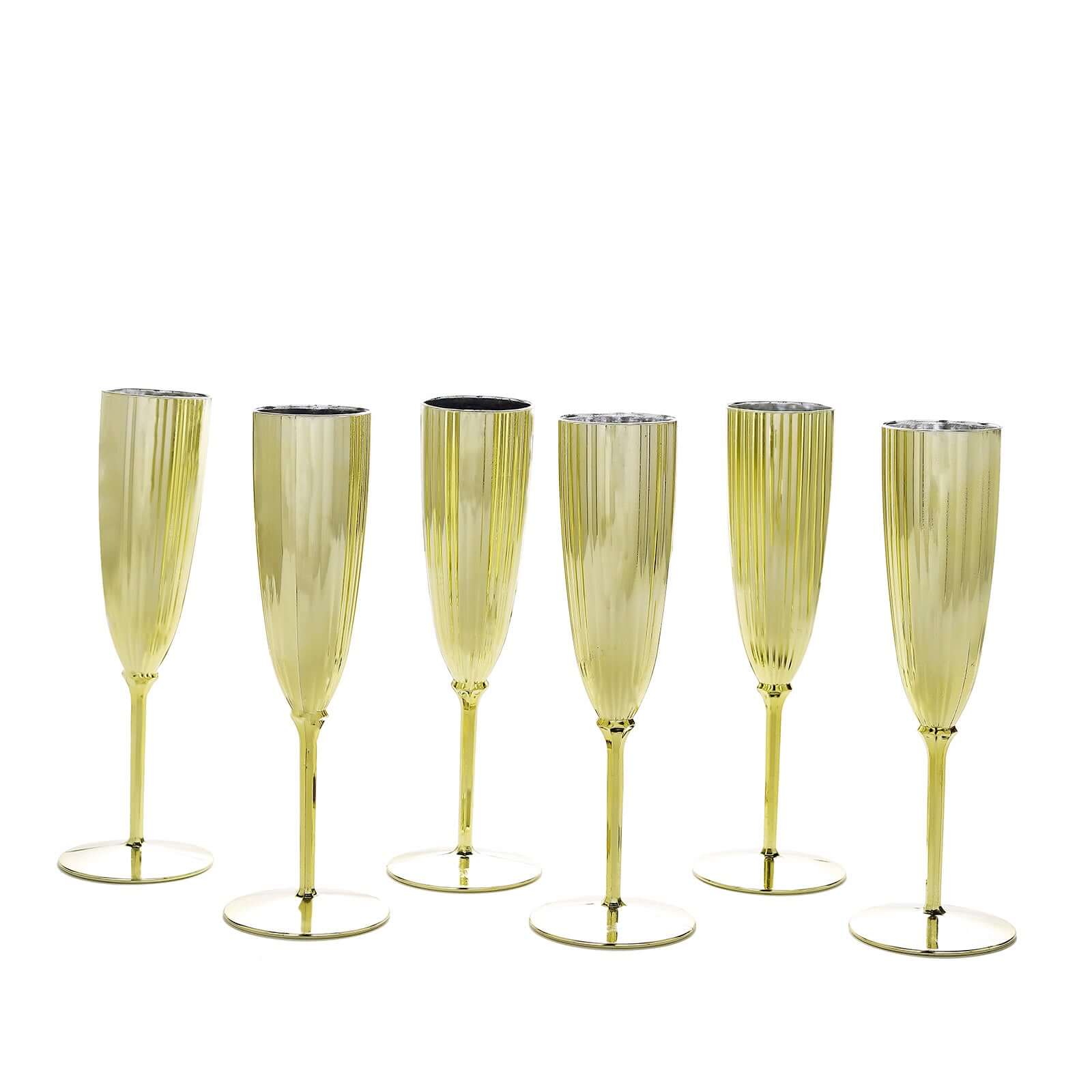 6-Pack Plastic Champagne Flutes 5oz Metallic Gold - Stylish Disposable Champagne Glasses for Cocktail Parties & Receptions - Image 12