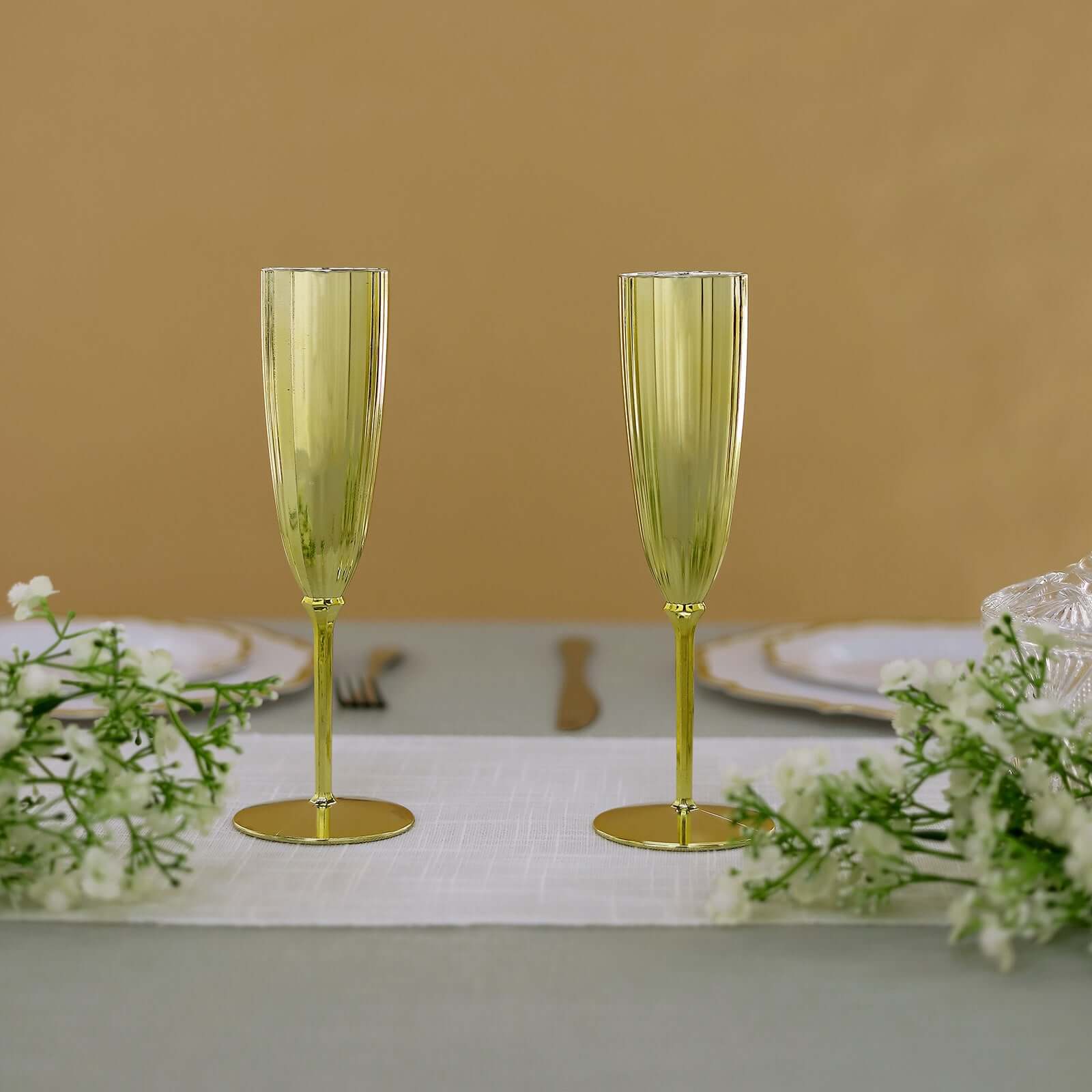 6-Pack Plastic Champagne Flutes 5oz Metallic Gold - Stylish Disposable Champagne Glasses for Cocktail Parties & Receptions - Image 8
