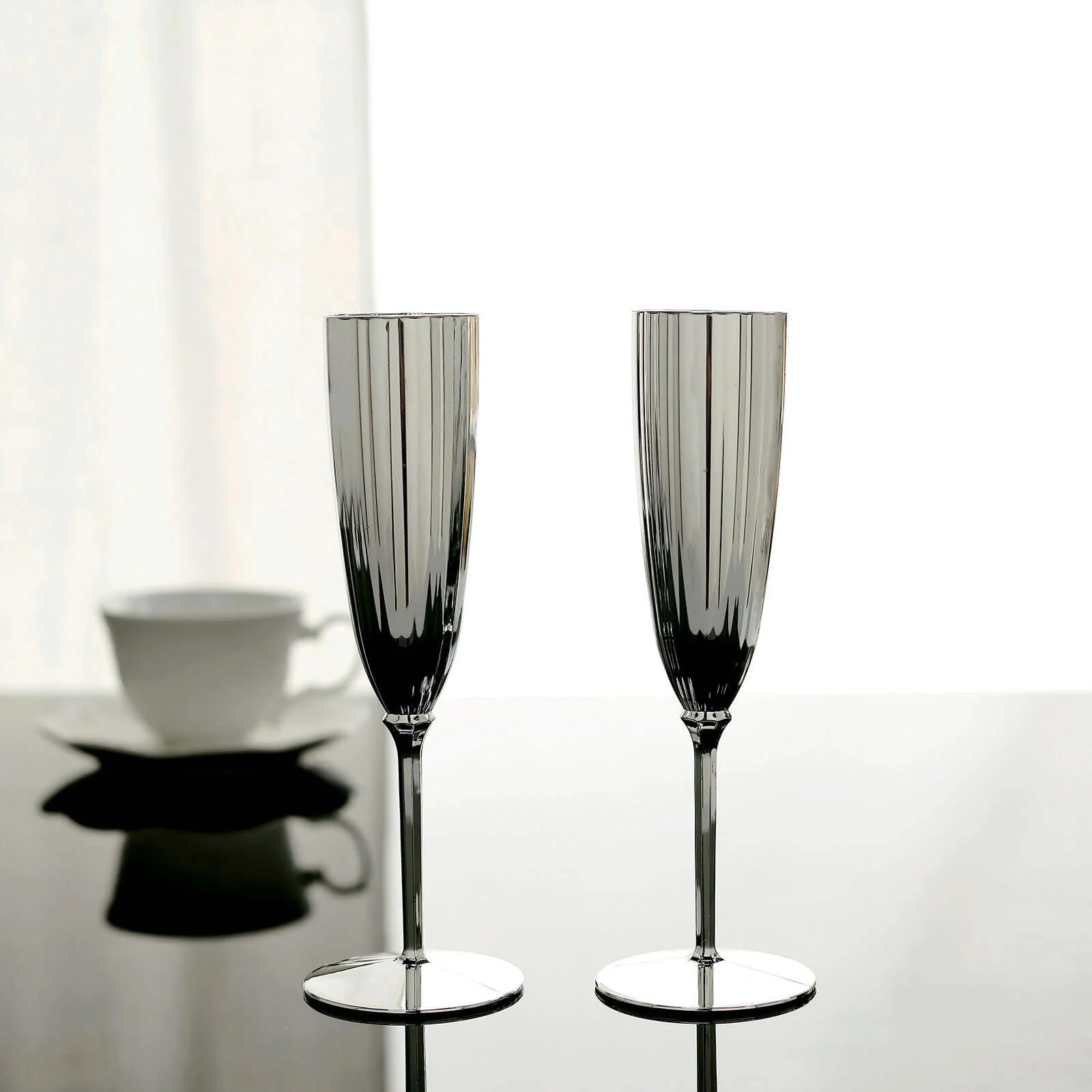 6-Pack Plastic Champagne Flutes 5oz Silver - Stylish Disposable Champagne Glasses for Cocktail Parties & Receptions - Image 11