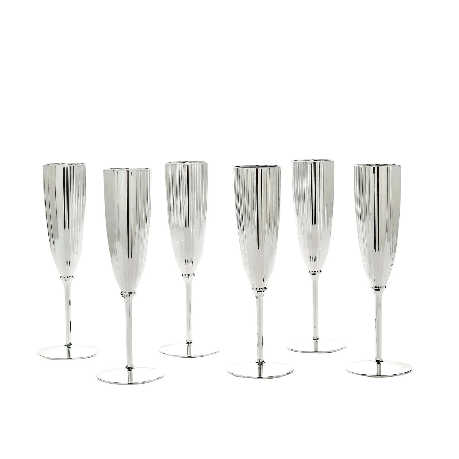 6-Pack Plastic Champagne Flutes 5oz Silver - Stylish Disposable Champagne Glasses for Cocktail Parties & Receptions - Image 12
