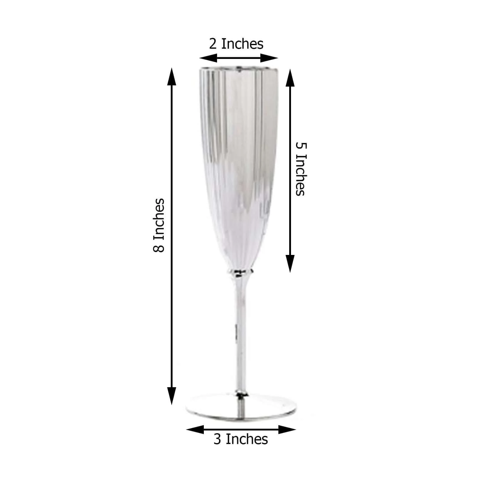 6-Pack Plastic Champagne Flutes 5oz Silver - Stylish Disposable Champagne Glasses for Cocktail Parties & Receptions - Image 3