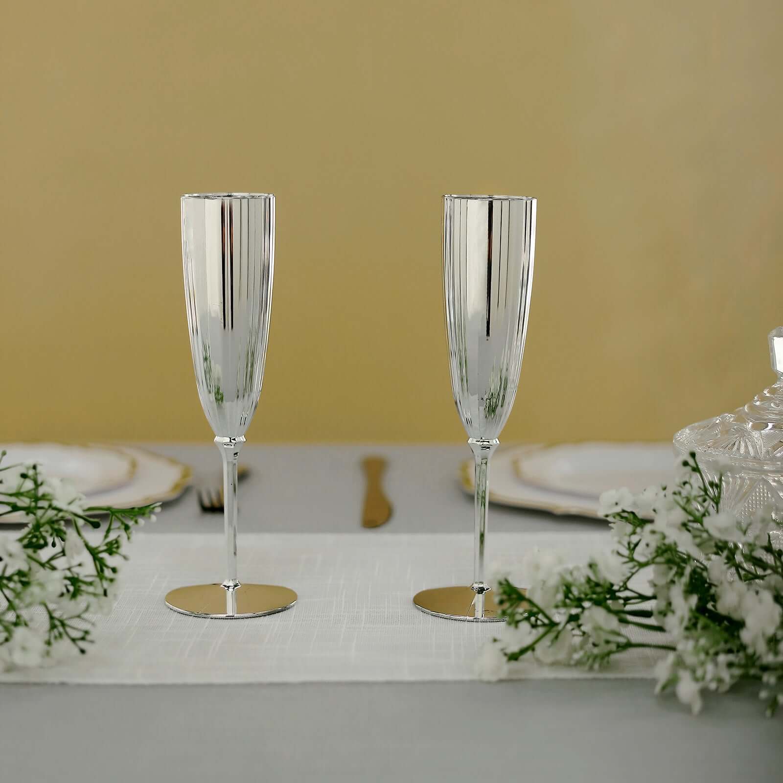 6-Pack Plastic Champagne Flutes 5oz Silver - Stylish Disposable Champagne Glasses for Cocktail Parties & Receptions - Image 8