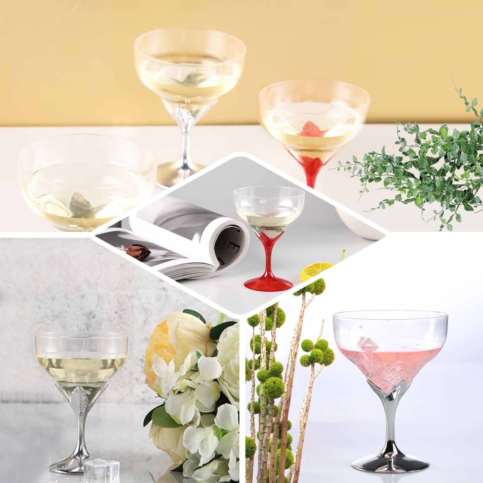 6-Pack Plastic Champagne Glasses 5oz Gold Hard Material - Disposable Wine Goblets with Detachable Cups - Image 5