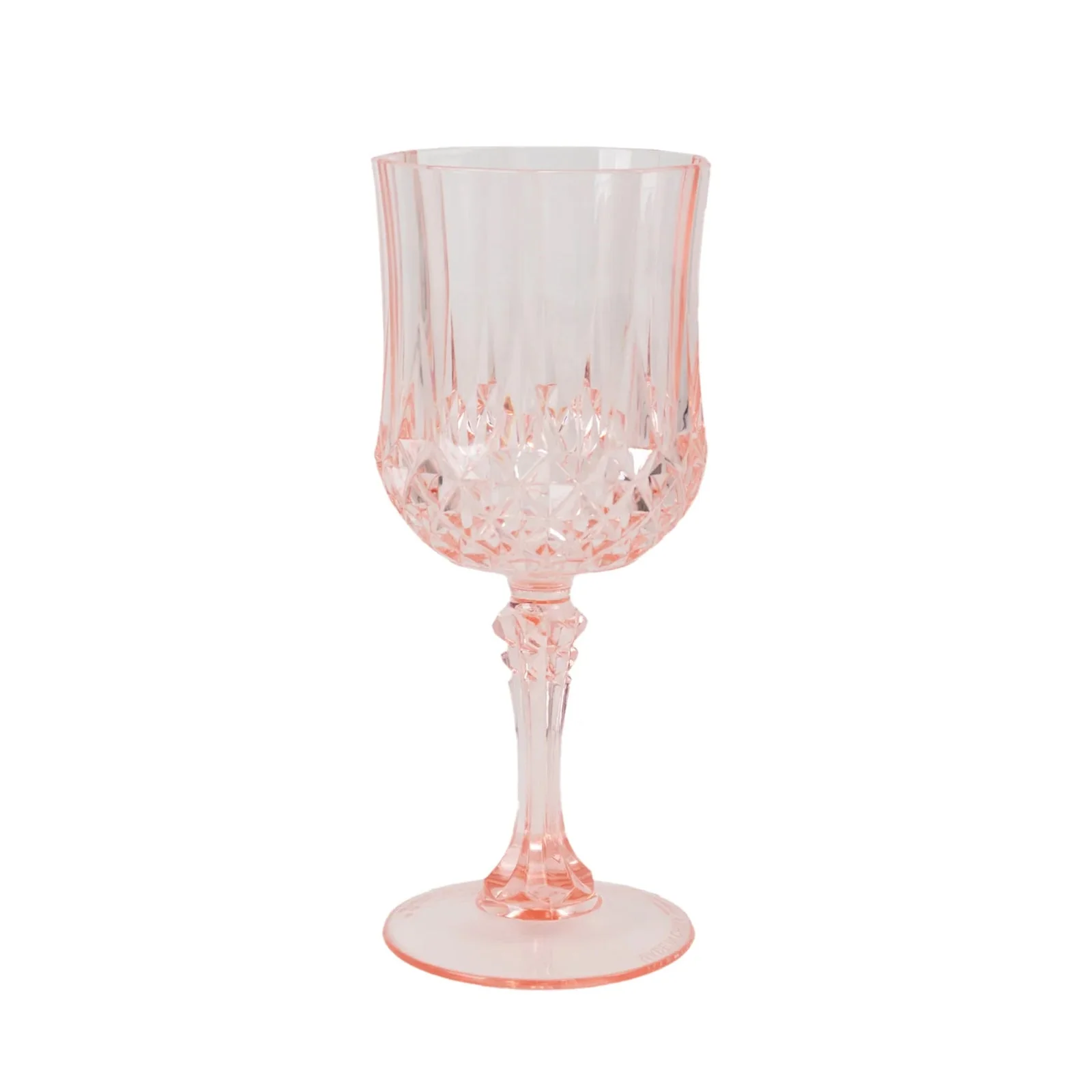 6-Pack Plastic Crystal Cut Wine Glasses 8oz, Transparent Blush - Shatterproof Cocktail Goblets - Image 6