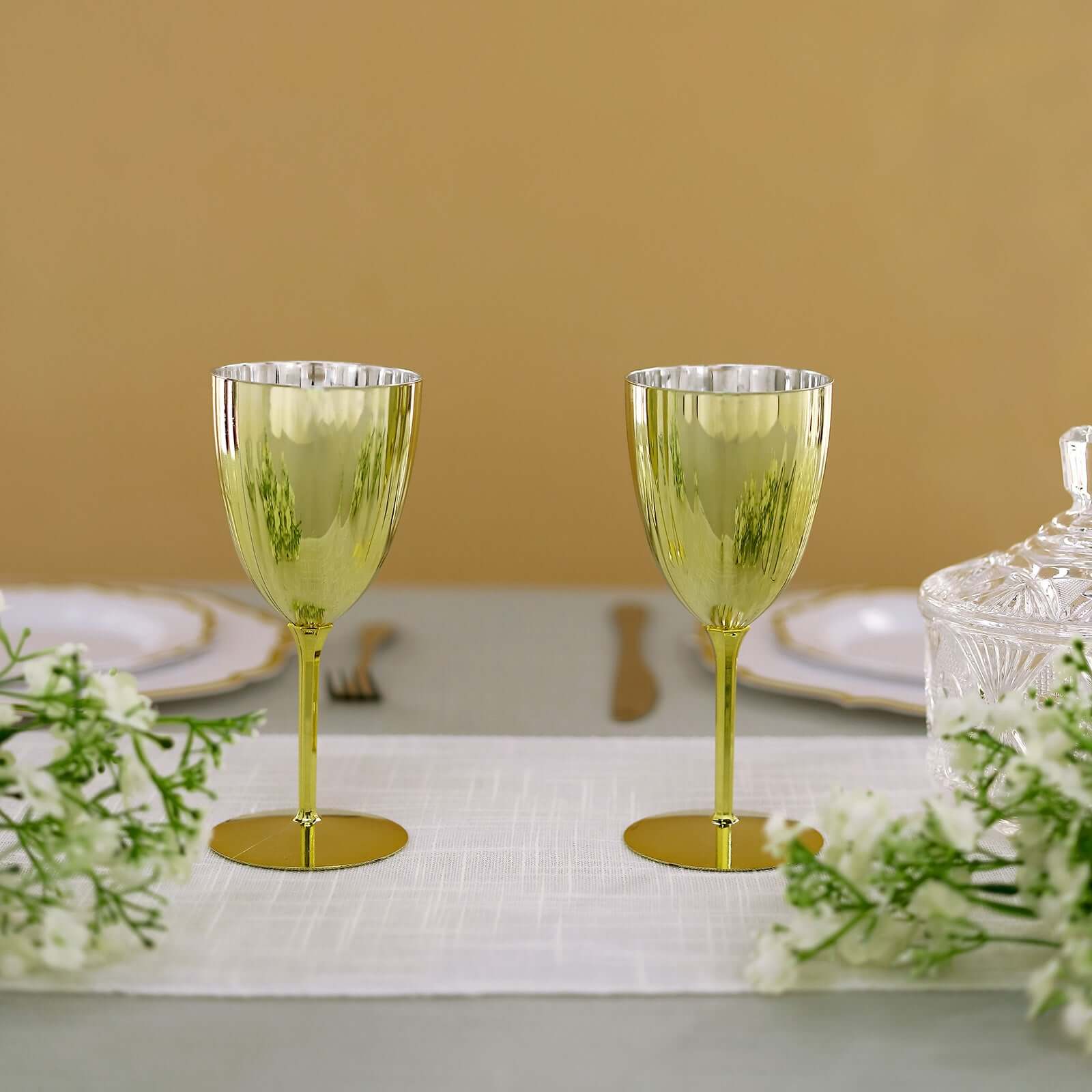 6-Pack Plastic Wine Glasses 8oz Metallic Gold - Stylish Disposable Goblets for Weddings & Special Occasions - Image 6