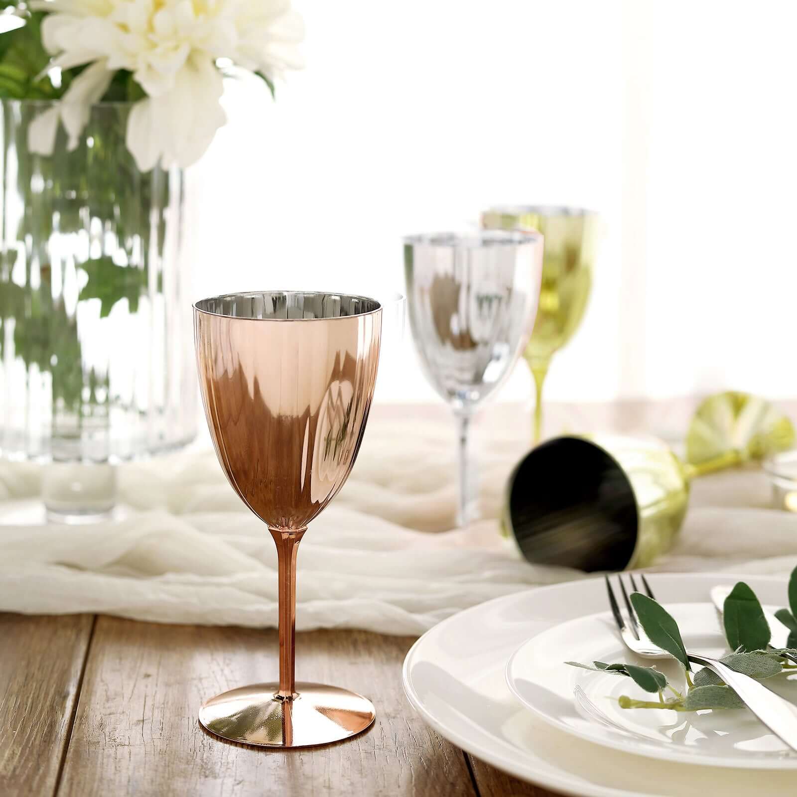 6-Pack Plastic Wine Glasses 8oz Metallic Gold - Stylish Disposable Goblets for Weddings & Special Occasions - Image 7