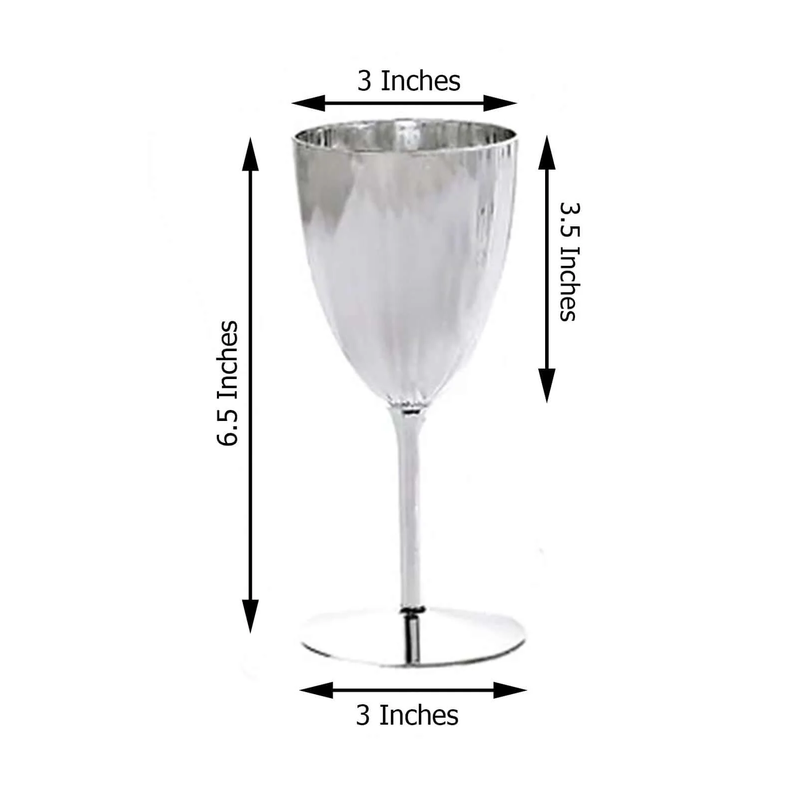 6-Pack Plastic Wine Glasses 8oz Metallic Silver - Stylish Disposable Goblets for Weddings & Special Occasions - Image 3