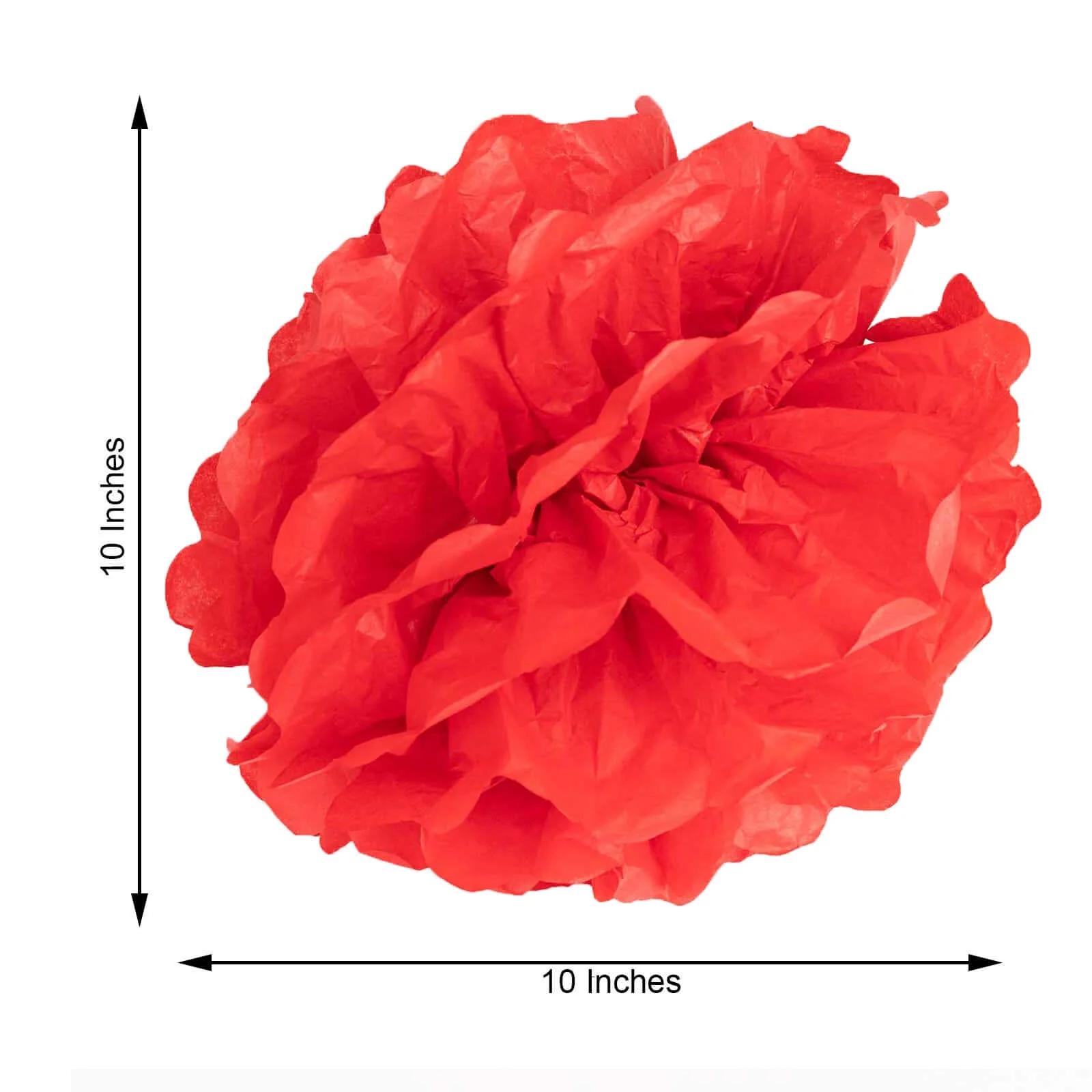 6 Pack Red Tissue Paper Pom Poms Flower Balls, Ceiling Wall Hanging Decorations - 10" - Image 3