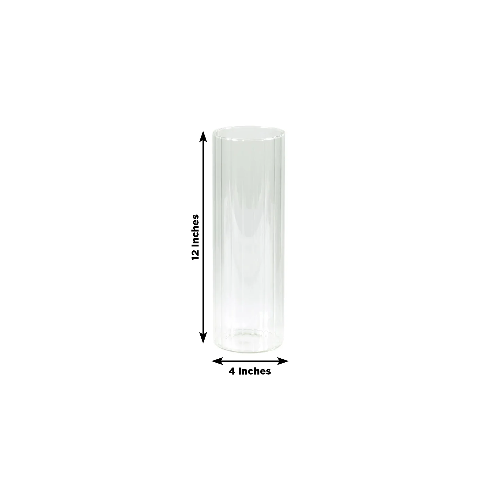 6 Pack Ribbed Cylinder Glass Vases – 12" Clear Tall Vases for Floral Arrangements, Tabletop Decor & Events - Image 3