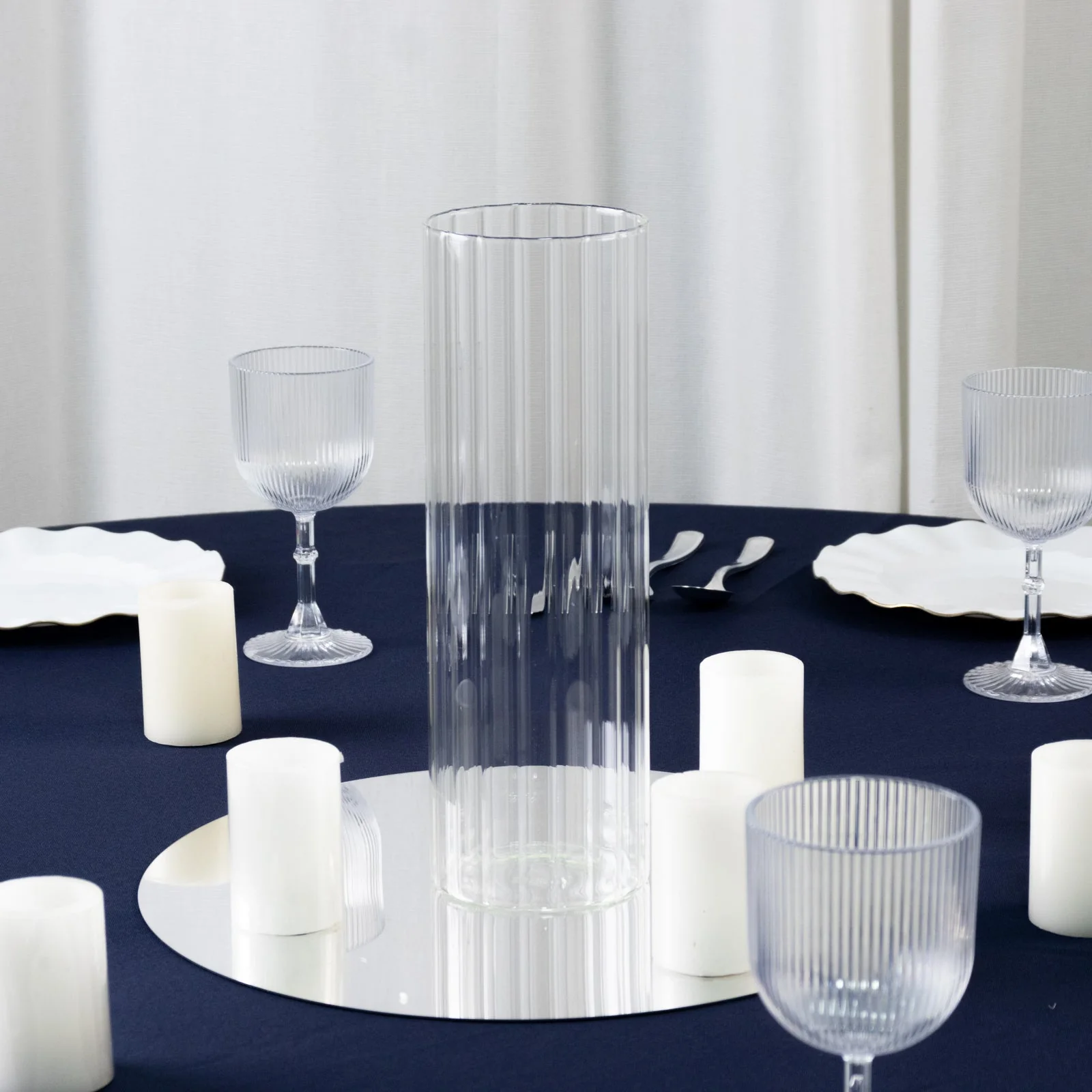 6 Pack Ribbed Cylinder Glass Vases – 12" Clear Tall Vases for Floral Arrangements, Tabletop Decor & Events - Image 8