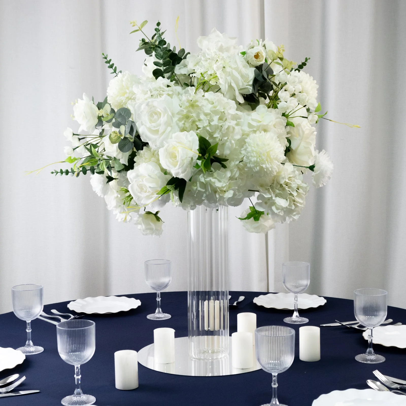 6 Pack Ribbed Cylinder Glass Vases – 16" Tall Clear Vases for Wedding Centerpieces, Home Decor & Event Styling - Image 2