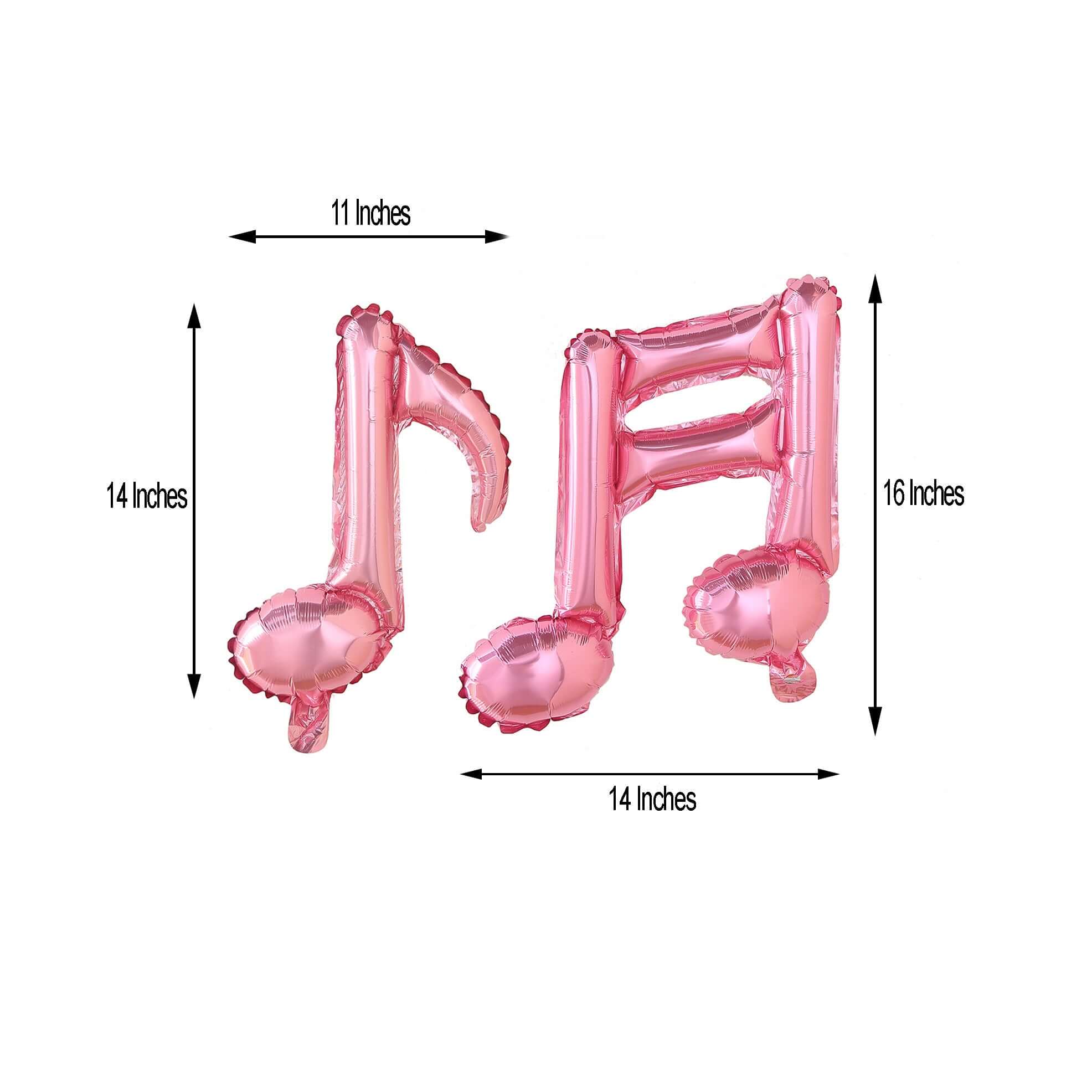 6 Pack Rose Gold Single and Double Music Note Mylar Foil Balloons - Image 3