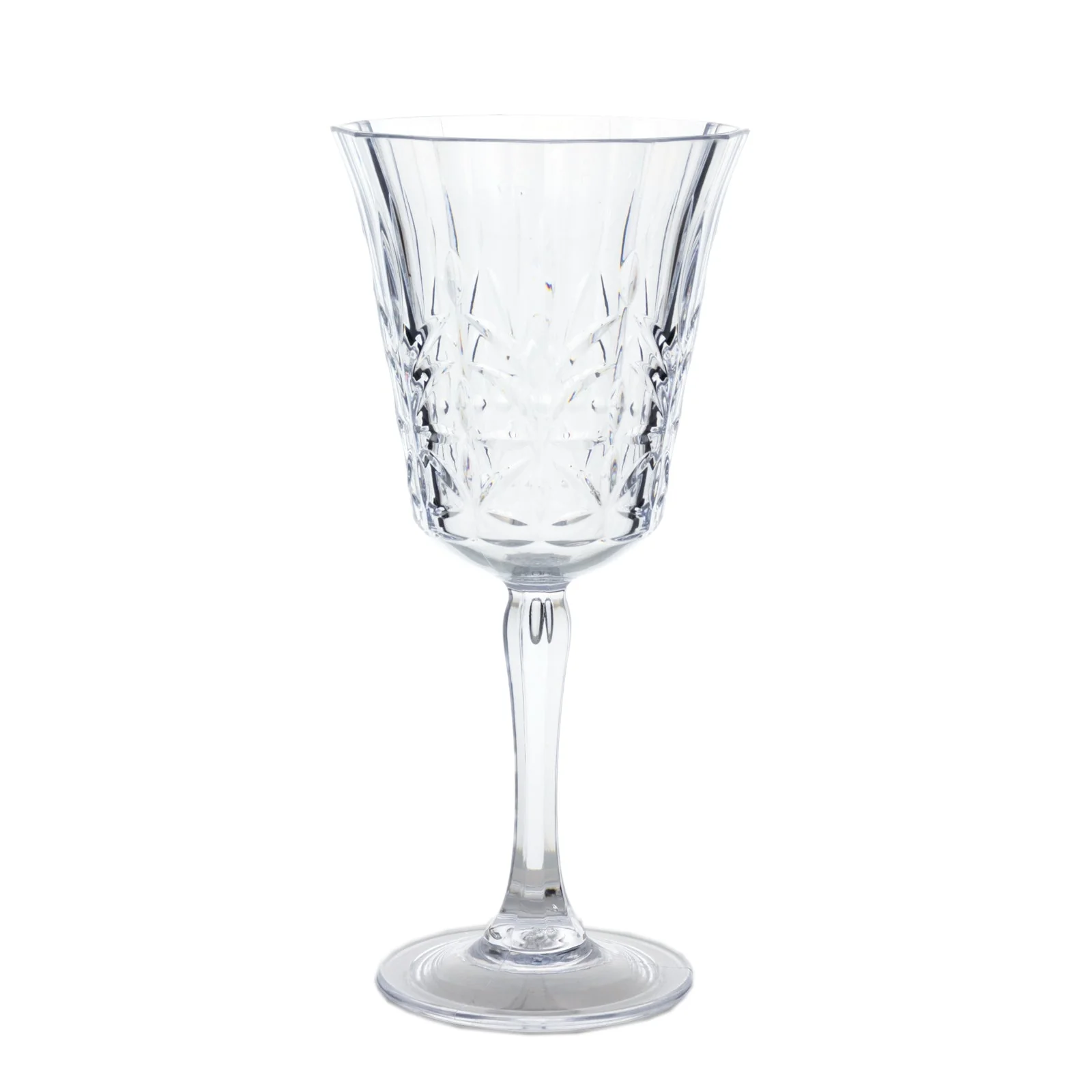 6 Pack Shatterproof Plastic Wine Glasses Clear with Embossed Leaf Pattern, 10oz Reusable Cocktail Glasses - 8" - Image 6