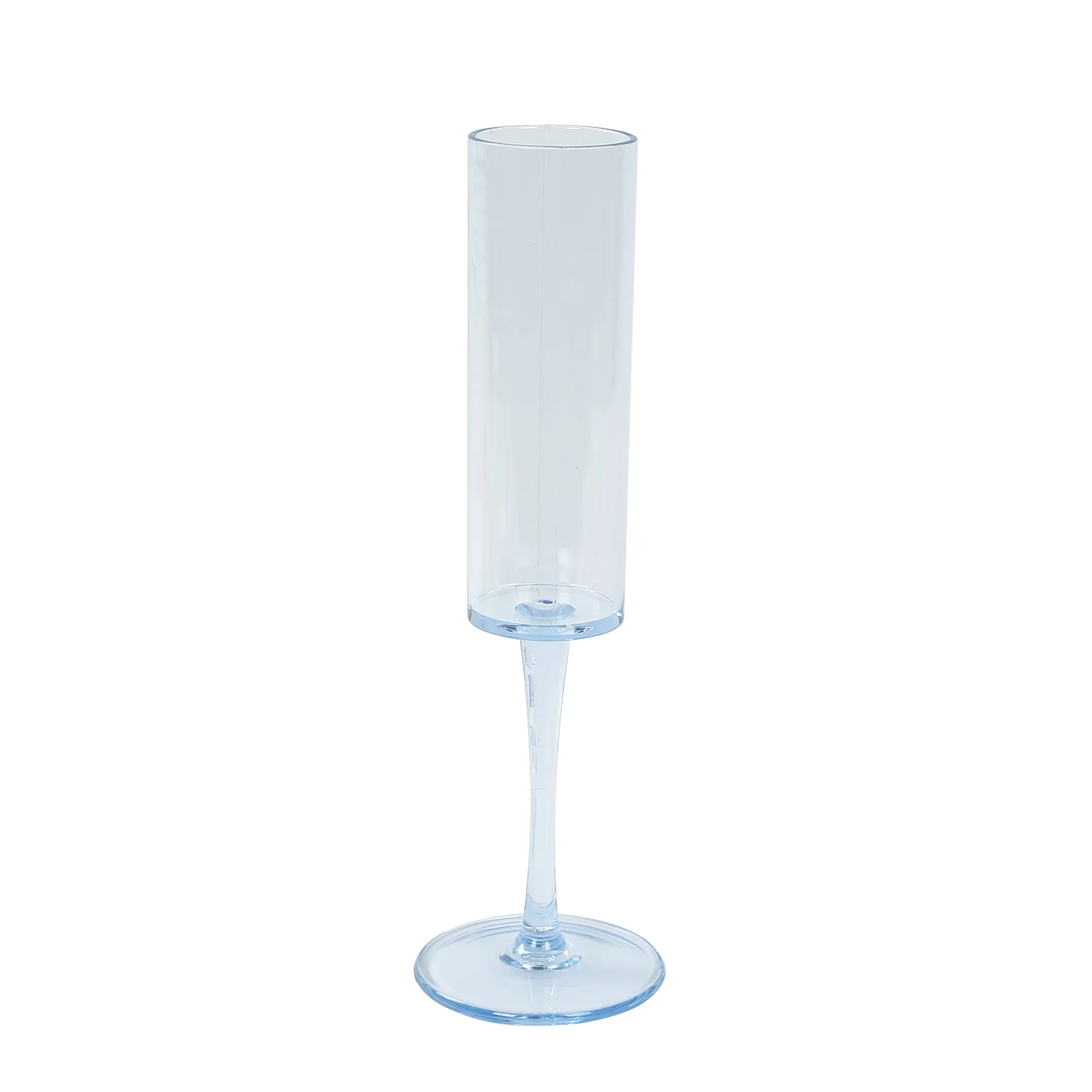 6-Pack Transparent Dusty Blue Plastic Champagne Flute Glasses 6oz, Cylindrical Shape with Long Stems - Reusable Wine Mimosa Goblets 9.5" Tall - Image 7