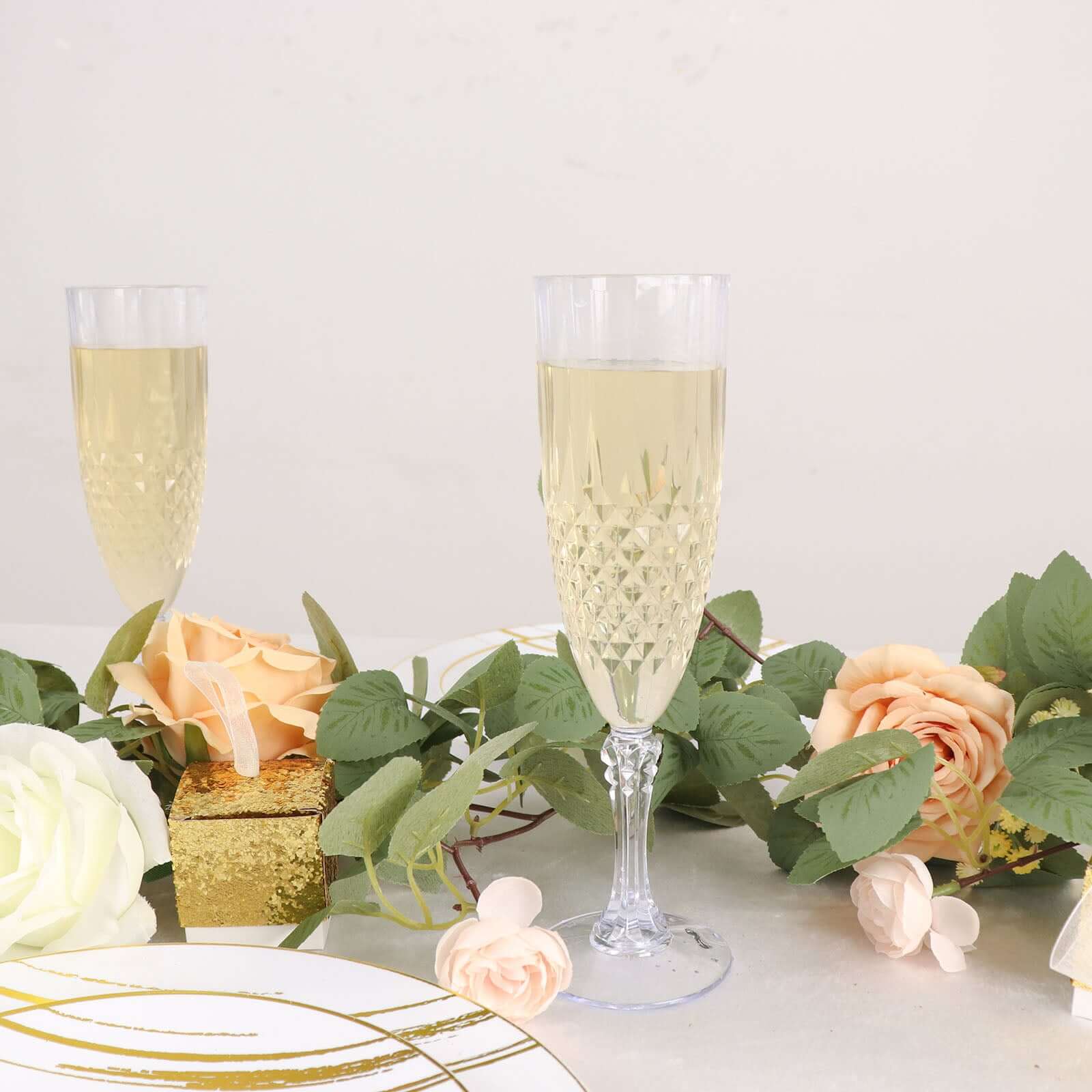 6-Pack Transparent Plastic Champagne Glasses 8oz, Crystal Cut Style Clear - Shatterproof Wedding Toast Flutes - Image 7