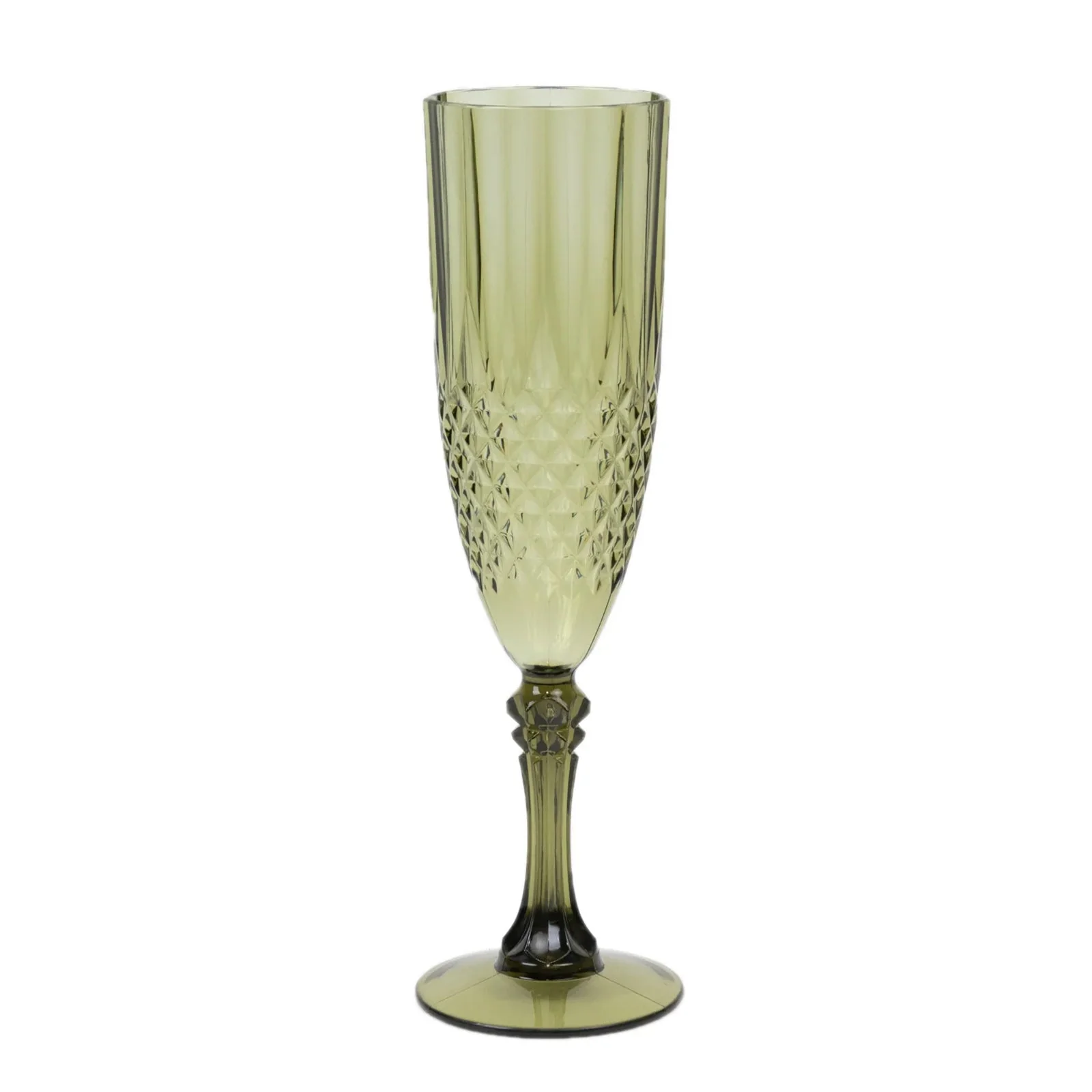 6-Pack Transparent Plastic Champagne Glasses 8oz, Crystal Cut Style Dusty Sage Green - Shatterproof Wedding Toast Flutes - Image 6