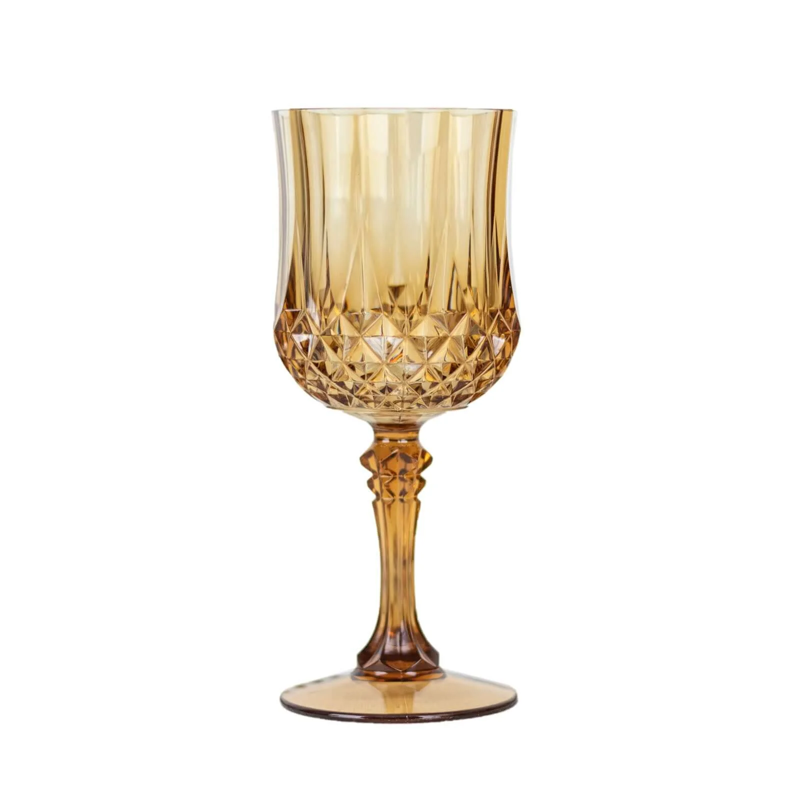6-Pack Transparent Plastic Crystal Cut Wine Glasses 8oz, Amber Gold - Shatterproof Cocktail Goblets - Image 7