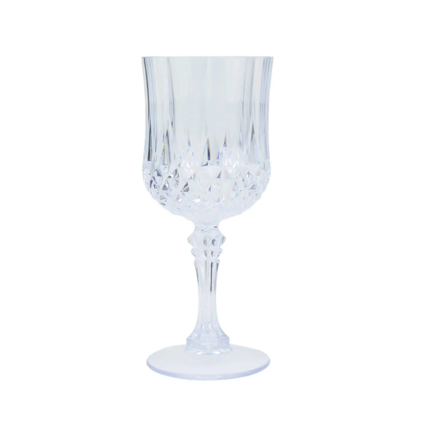 6-Pack Transparent Plastic Crystal Cut Wine Glasses 8oz, Clear - Shatterproof Cocktail Goblets - Image 7