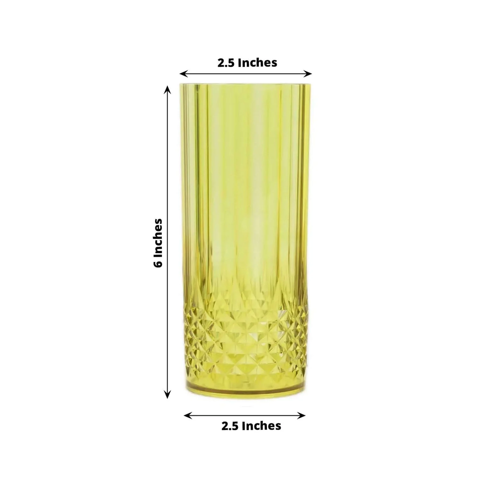 6-Pack Transparent Plastic Highball Drink Glasses 14oz, Crystal Cut Style Green - Shatterproof Tall Cocktail Tumblers - Image 3