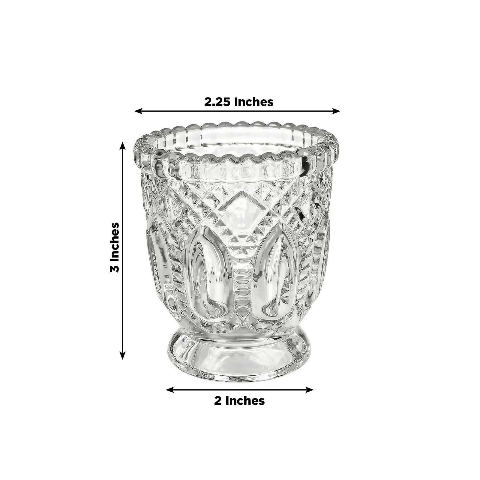 6 Pack Clear Glass Candle Holders 3" – Vintage Textured Decorative Candle Cups for Wedding Table Centerpieces & Gift Decor - Image 3