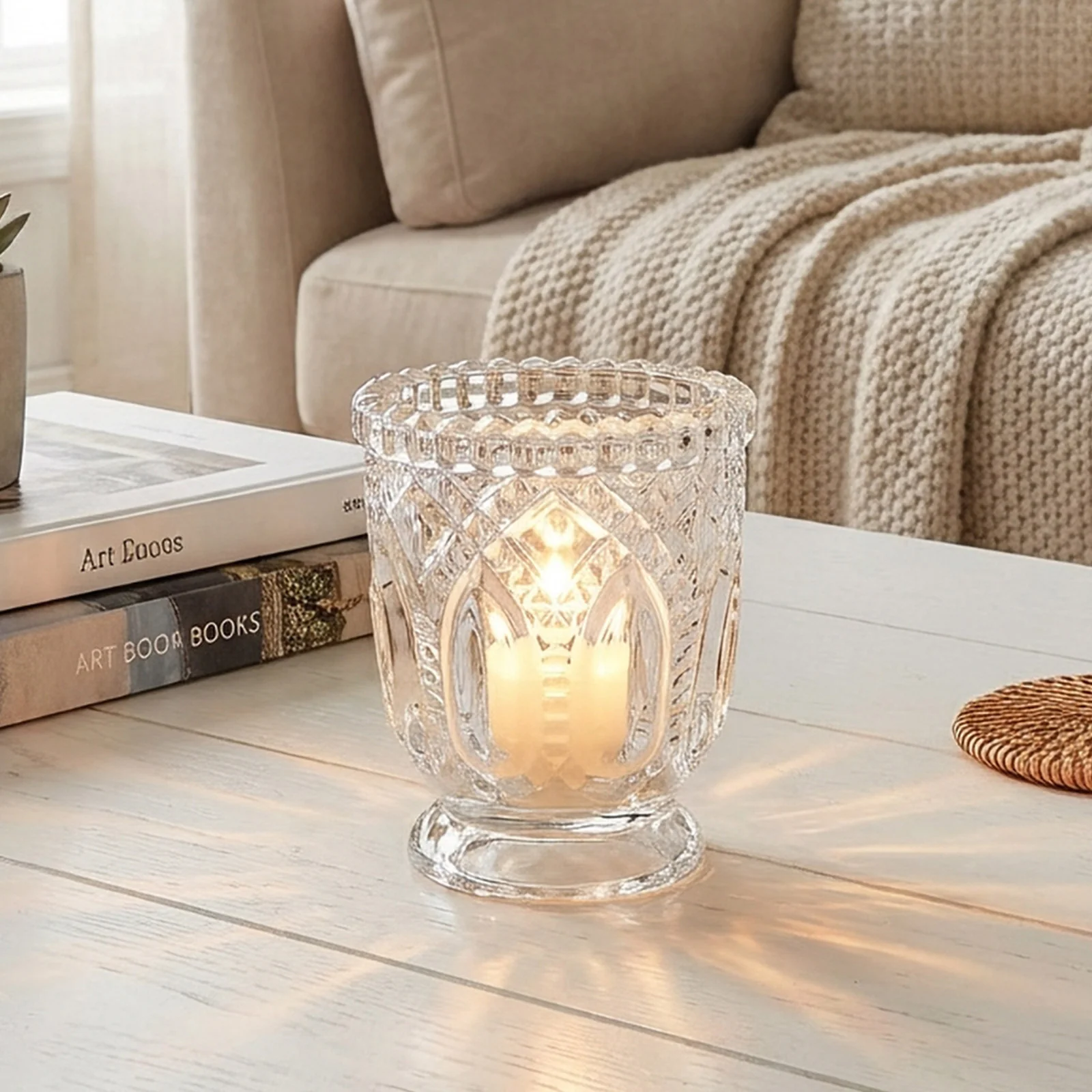 6 Pack Clear Glass Candle Holders 3" – Vintage Textured Decorative Candle Cups for Wedding Table Centerpieces & Gift Decor - Image 6