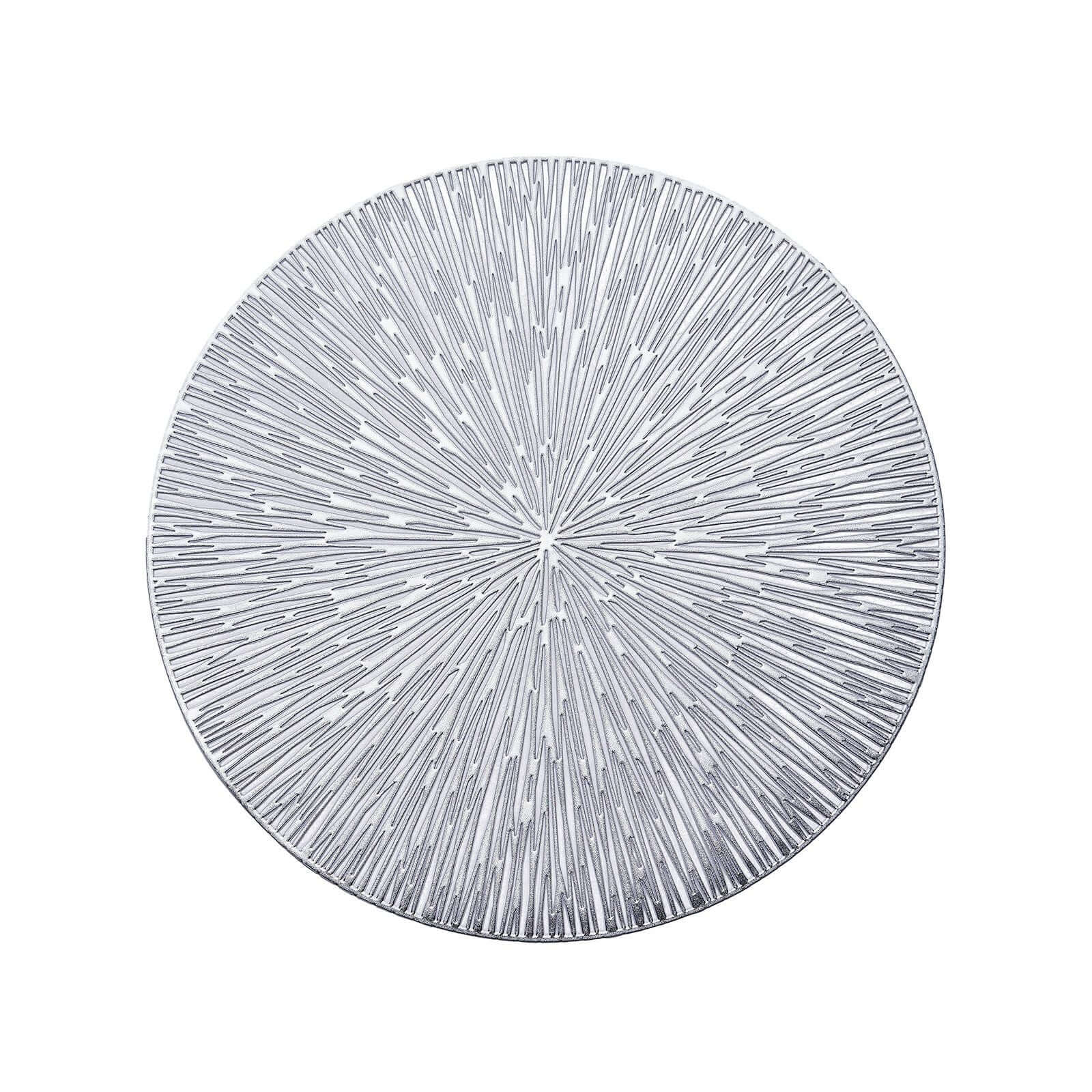 6-Pack Vinyl Dining Table Mats 15" Spiked Round Design Silver - Metallic Non-Slip - Image 7