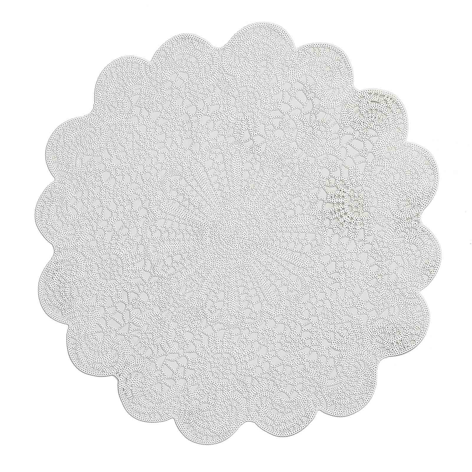 6-Pack Vinyl Dining Table Mats 15" Vintage Floral Lace Design White - Non-Slip and Easy to Clean - Image 7