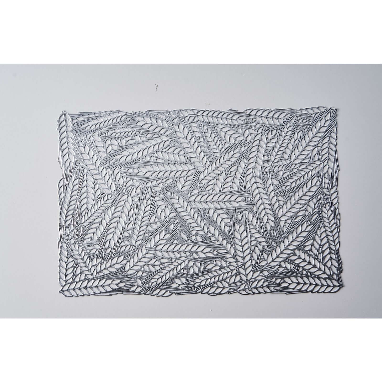 6-Pack Vinyl Rectangle Table Mats 12"x18" Wheat Design Silver - Metallic Non-Slip Surface - Image 17