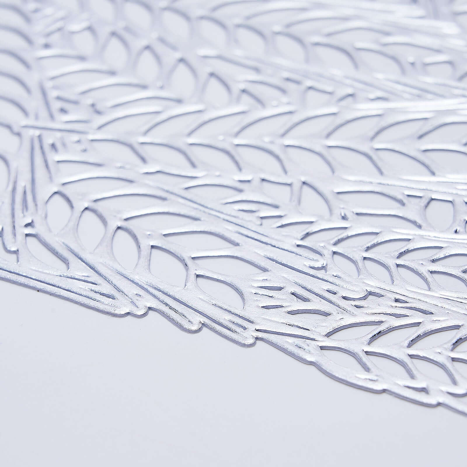 6-Pack Vinyl Rectangle Table Mats 12"x18" Wheat Design Silver - Metallic Non-Slip Surface - Image 8