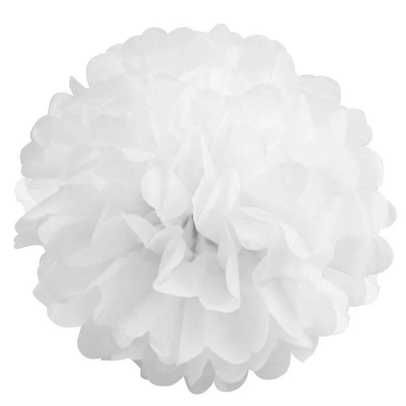 6 Pack White Tissue Paper Pom Poms Flower Balls, Ceiling Wall Hanging Decorations - 12" - Image 12