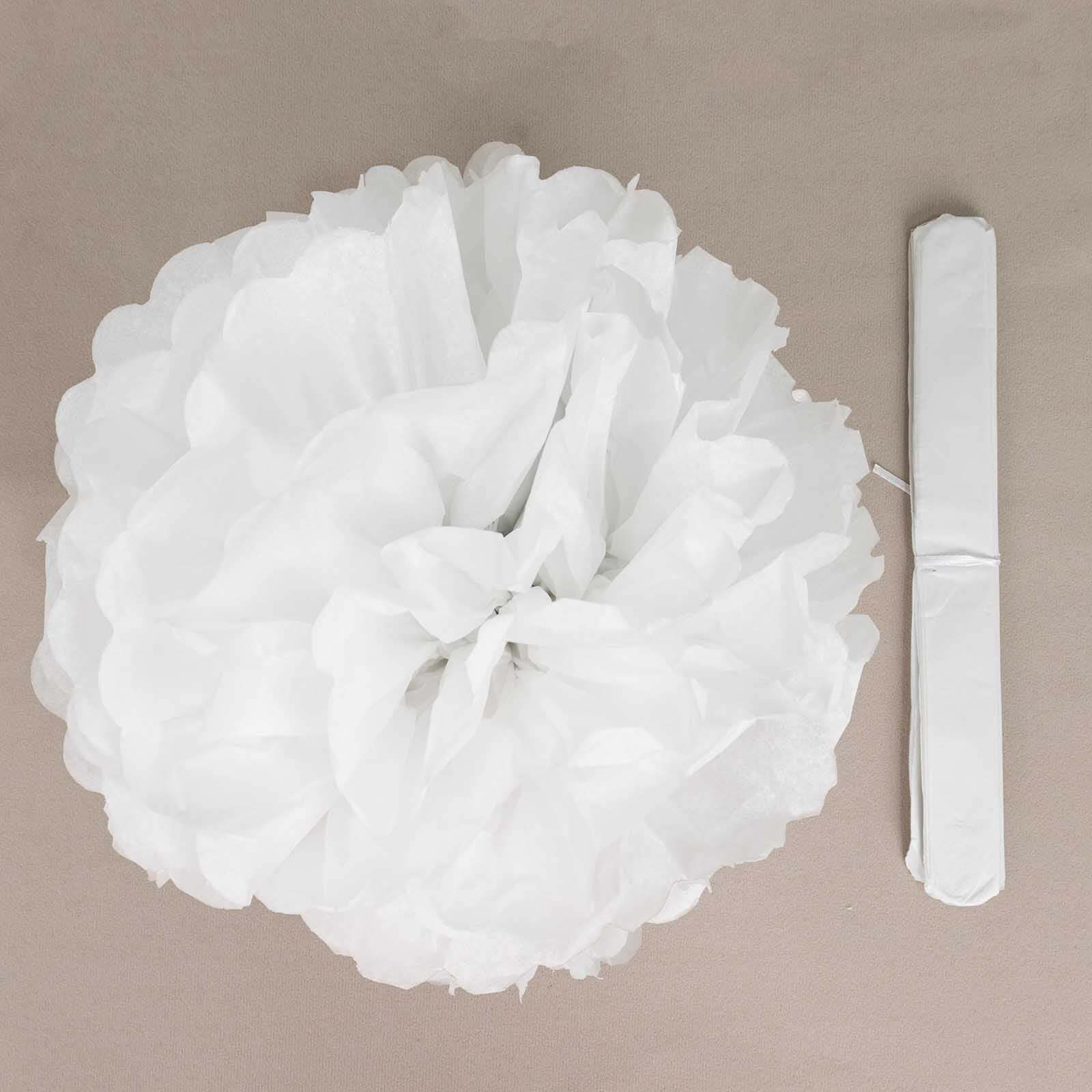 6 Pack White Tissue Paper Pom Poms Flower Balls, Ceiling Wall Hanging Decorations - 12" - Image 7