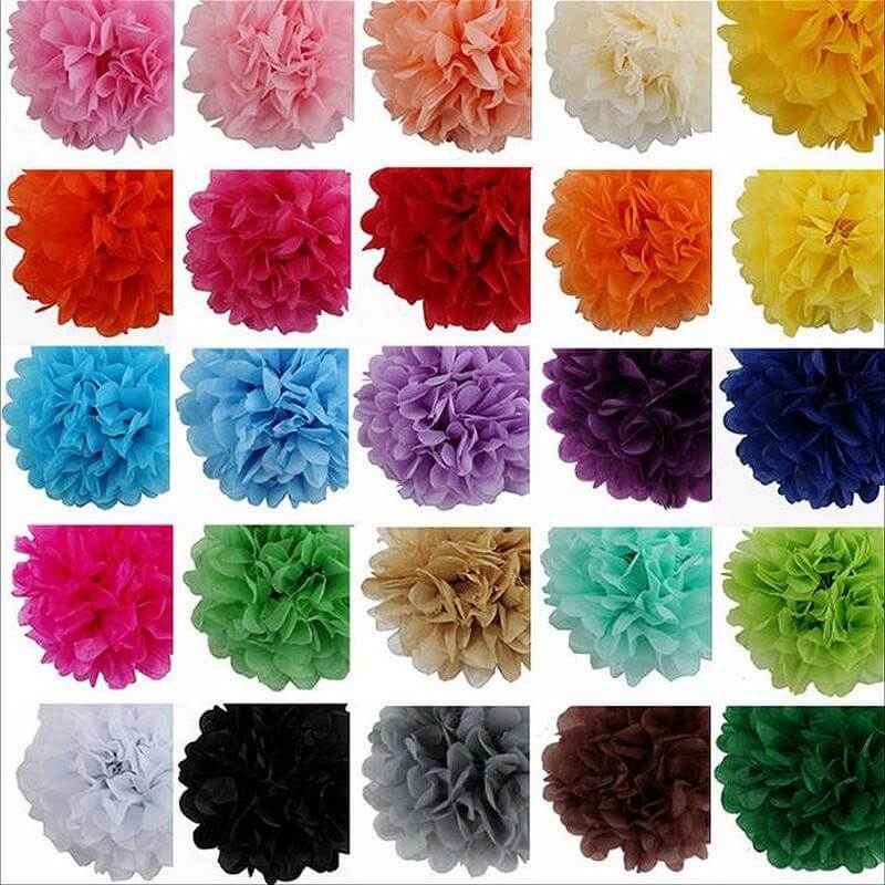 6 Pack White Tissue Paper Pom Poms Flower Balls, Ceiling Wall Hanging Decorations - 8" - Image 11