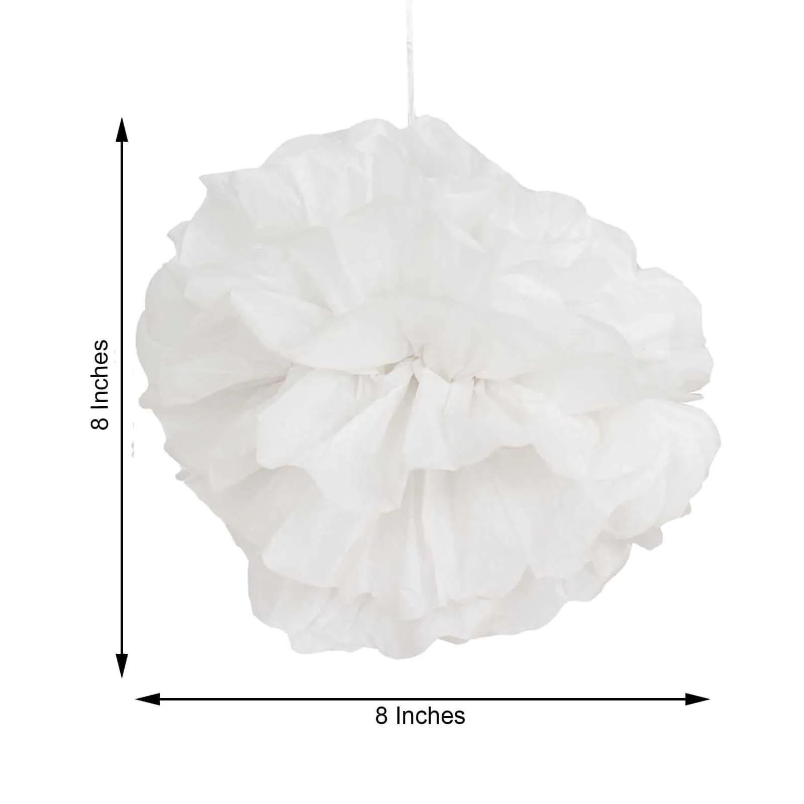 6 Pack White Tissue Paper Pom Poms Flower Balls, Ceiling Wall Hanging Decorations - 8" - Image 3