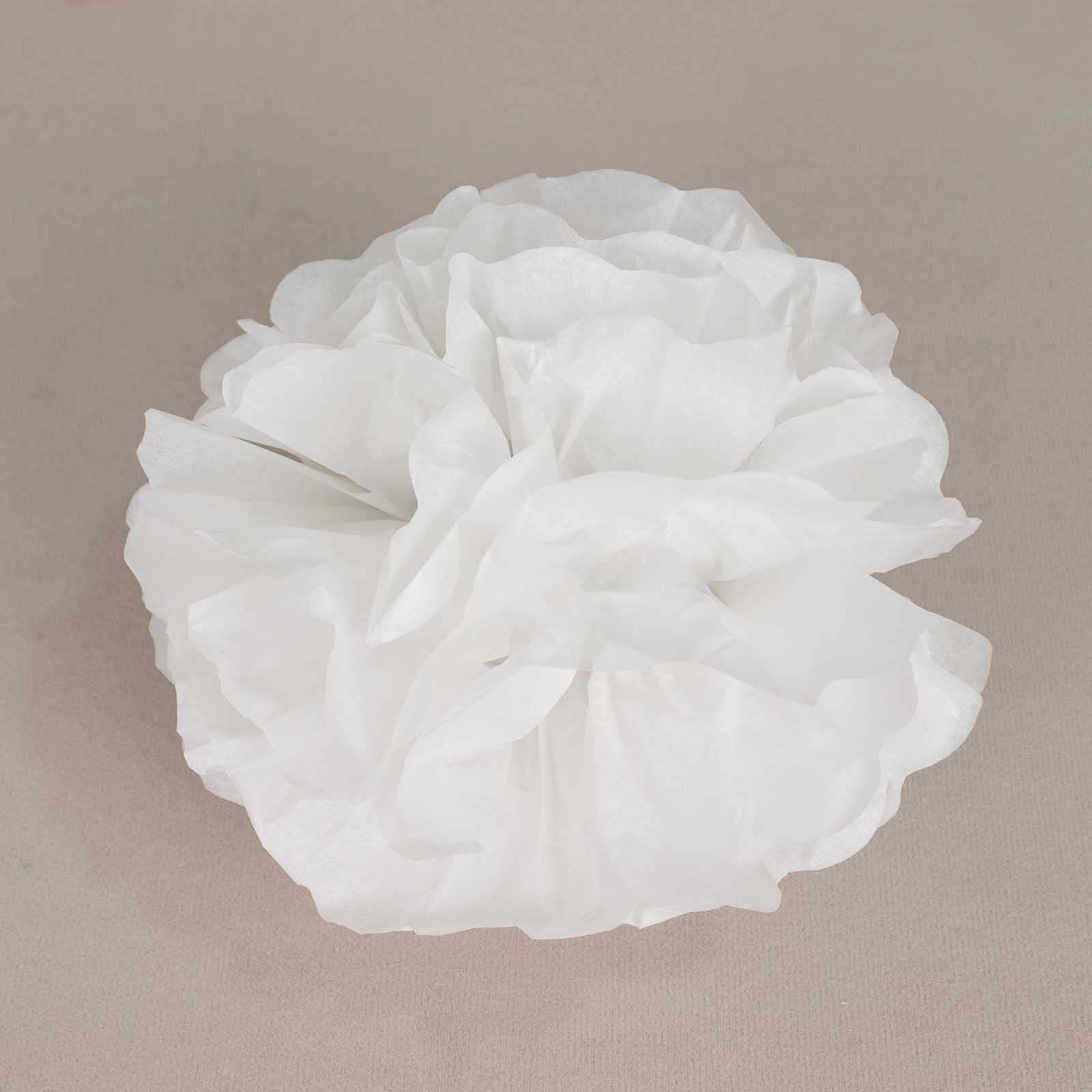 6 Pack White Tissue Paper Pom Poms Flower Balls, Ceiling Wall Hanging Decorations - 8" - Image 7