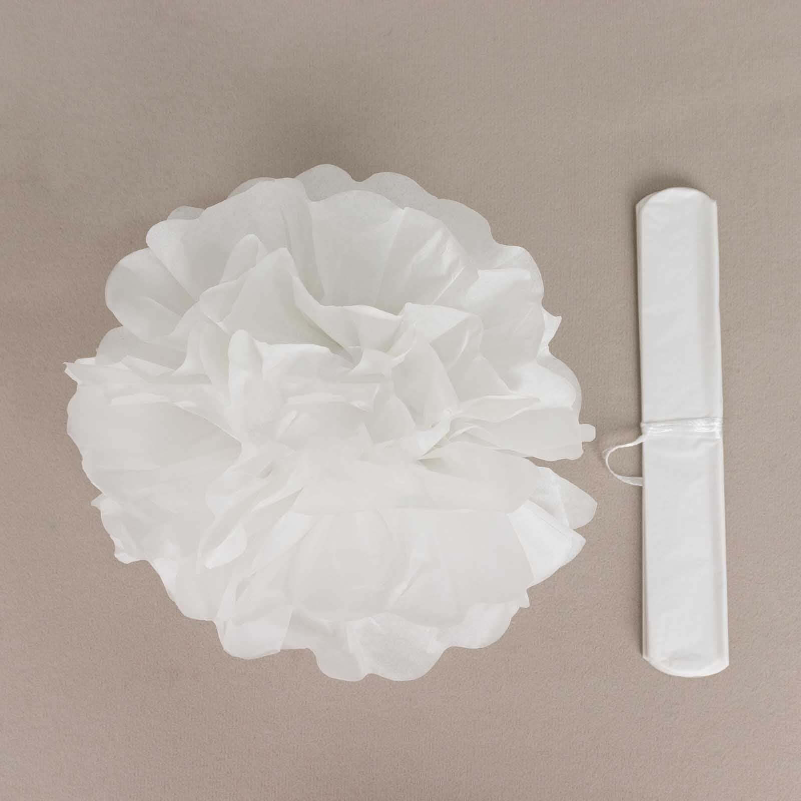6 Pack White Tissue Paper Pom Poms Flower Balls, Ceiling Wall Hanging Decorations - 8" - Image 8