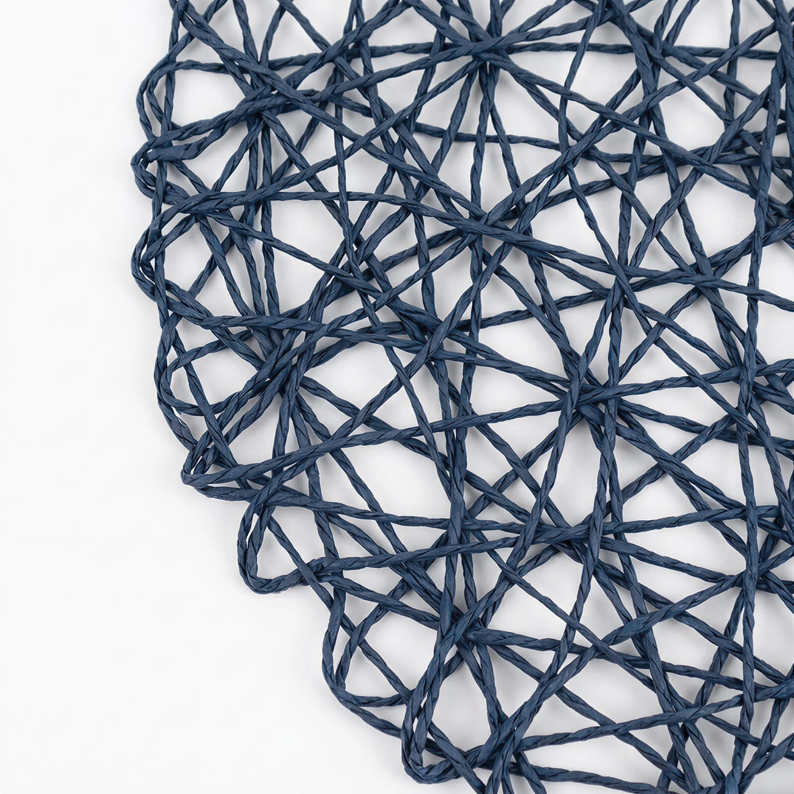 6-Pack Woven Fiber Table Placemats 15" Round Design Denim Blue - Disposable Dining Mats - Image 6